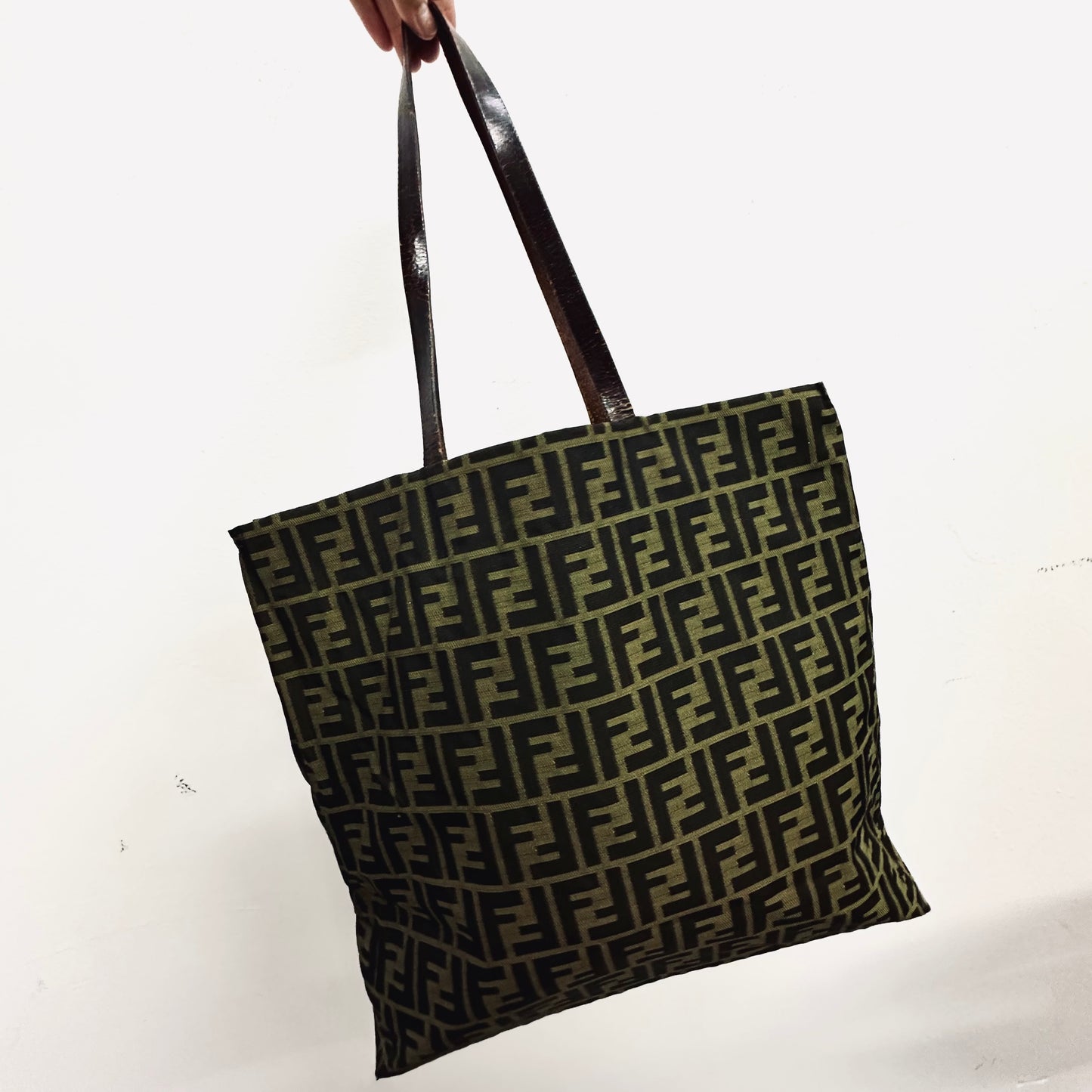 Fendi Dark Brown Zucca FF Monogram Logo Shopper Shoulder Tote Bag