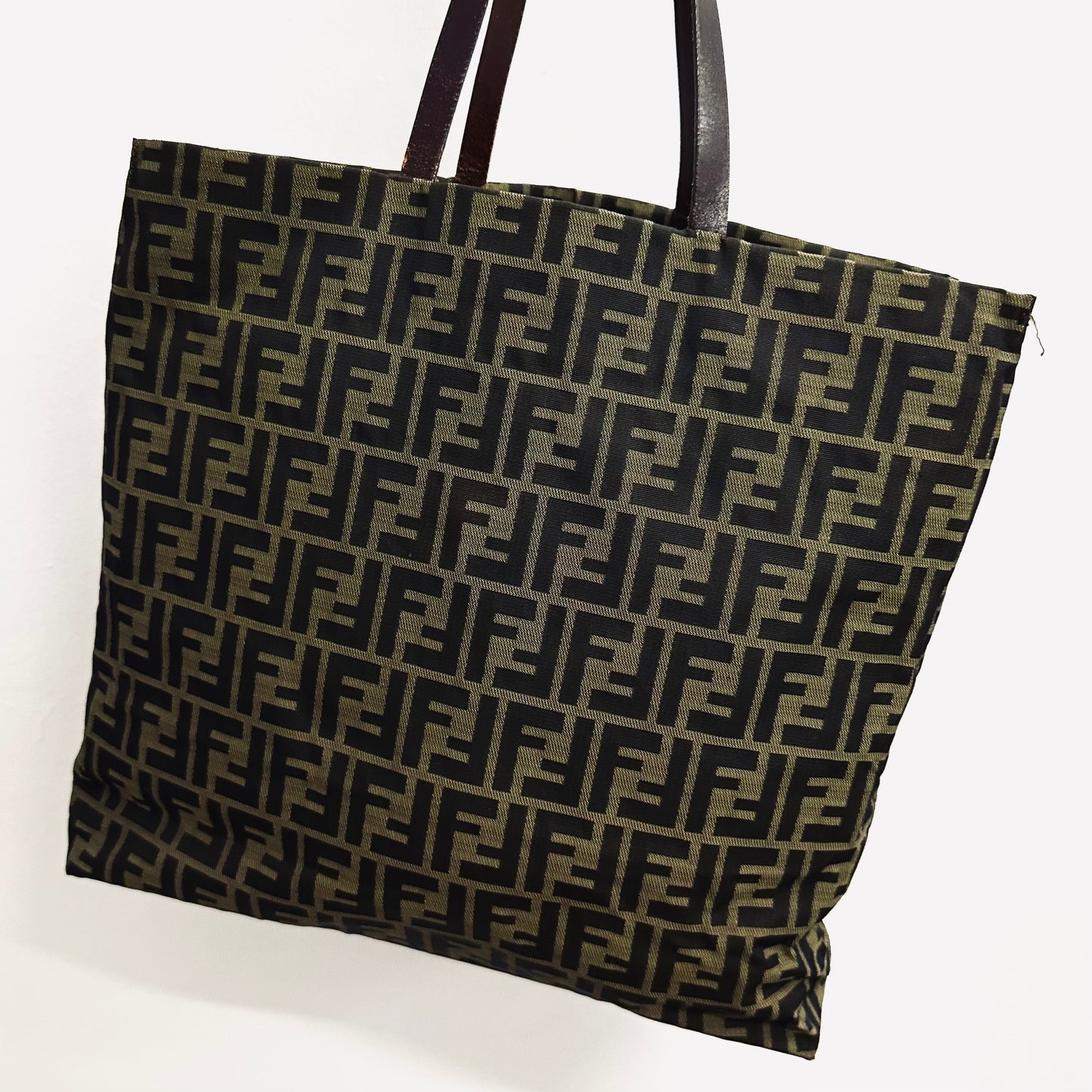 Fendi Dark Brown Zucca FF Monogram Logo Shopper Shoulder Tote Bag