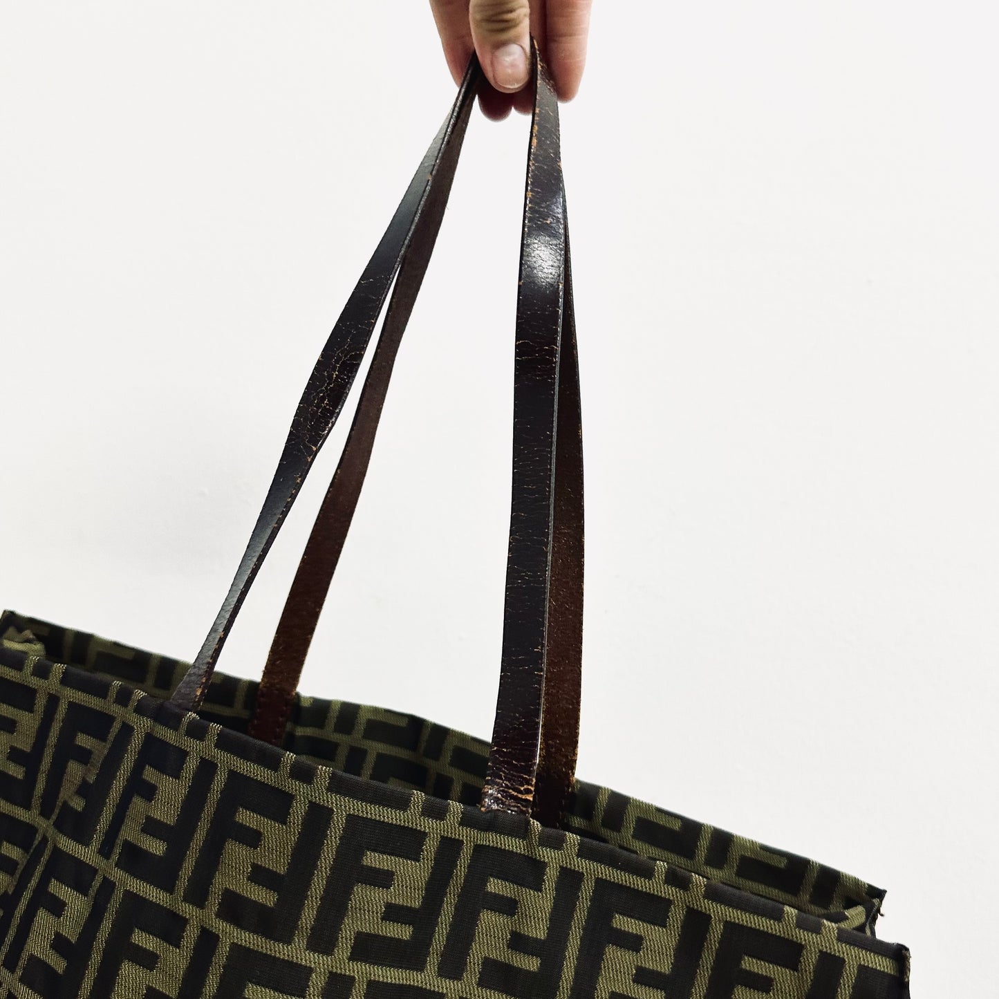 Fendi Dark Brown Zucca FF Monogram Logo Shopper Shoulder Tote Bag