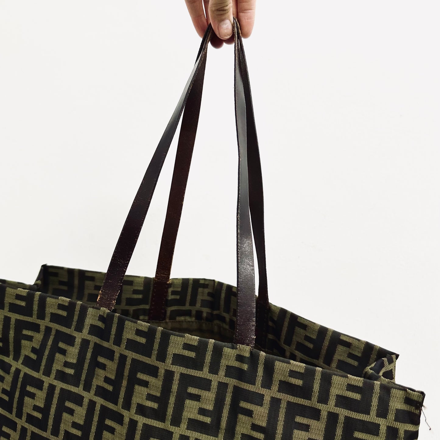 Fendi Dark Brown Zucca FF Monogram Logo Shopper Shoulder Tote Bag