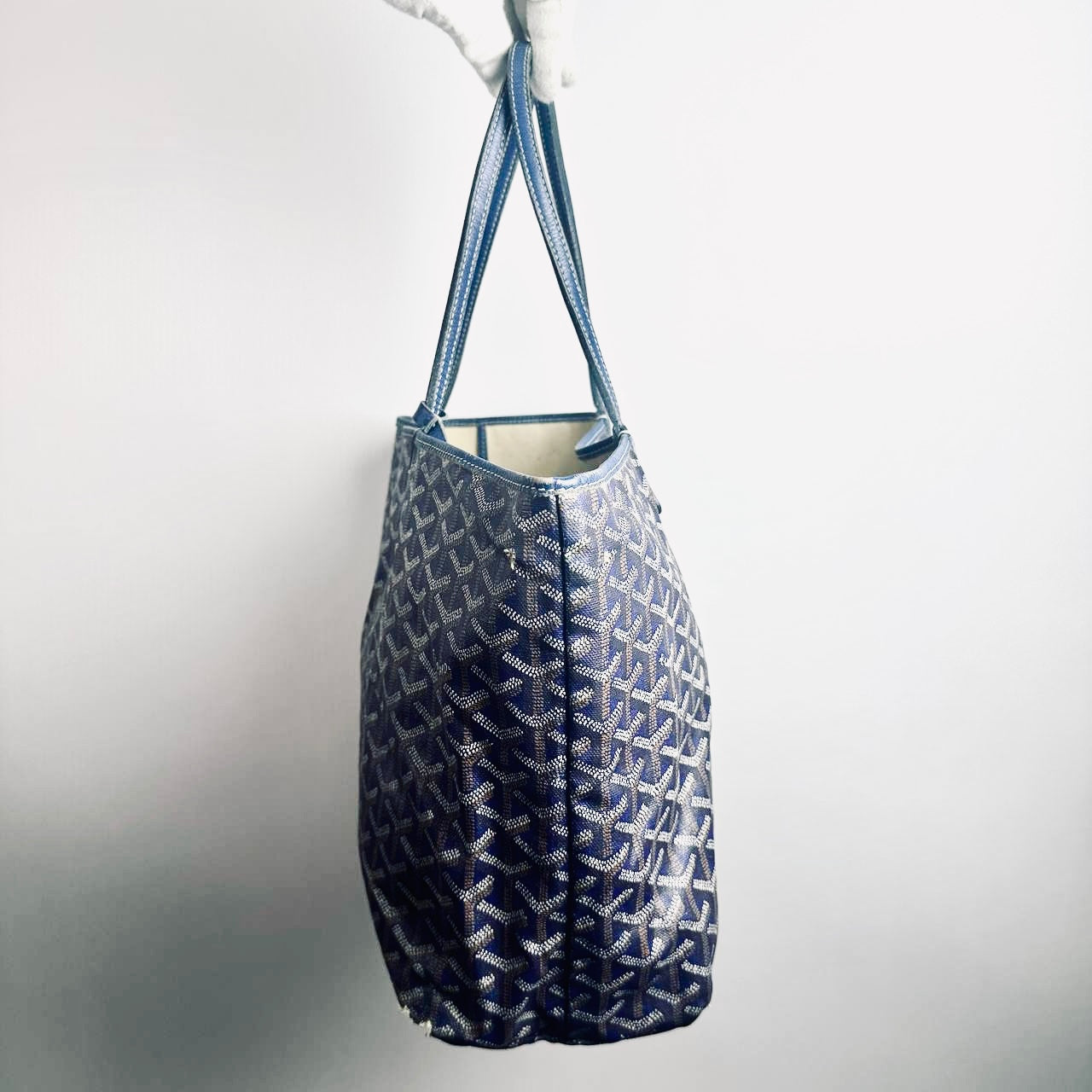 Goyard Navy Blue Saint Louis PM Monogram Shopper Shoulder Tote Bag With Pouch