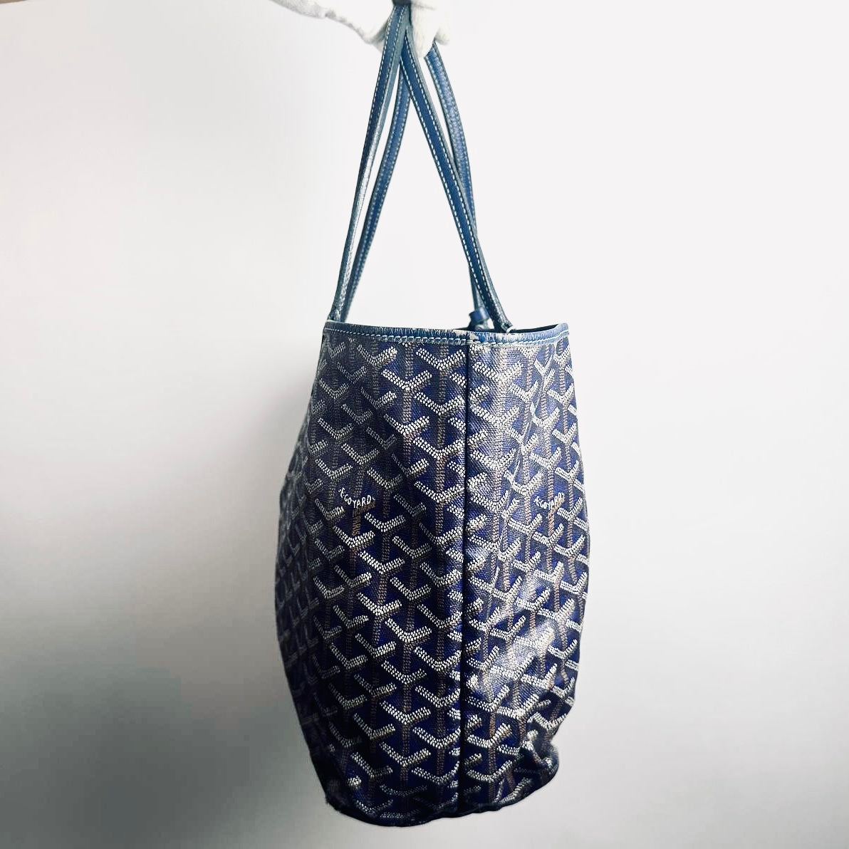 Goyard Navy Blue Saint Louis PM Monogram Shopper Shoulder Tote Bag With Pouch