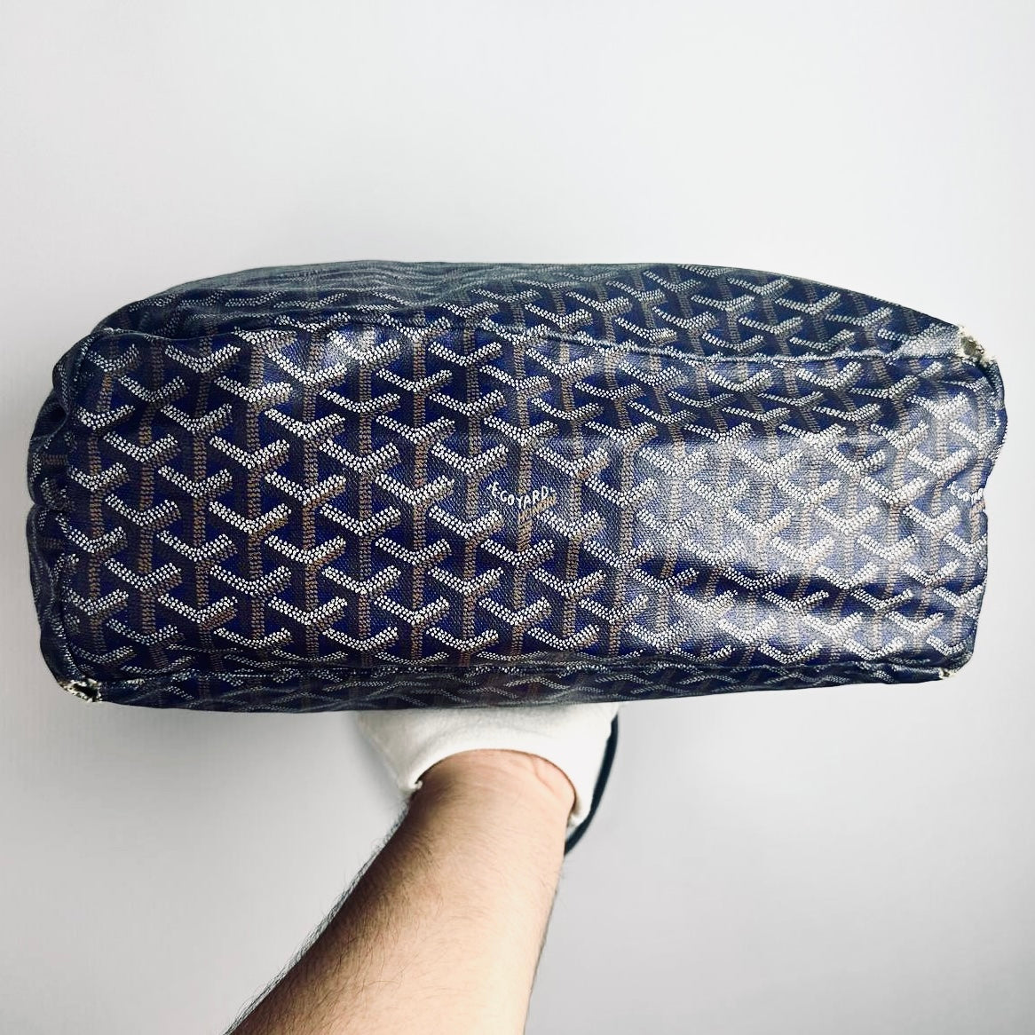 Goyard Navy Blue Saint Louis PM Monogram Shopper Shoulder Tote Bag With Pouch