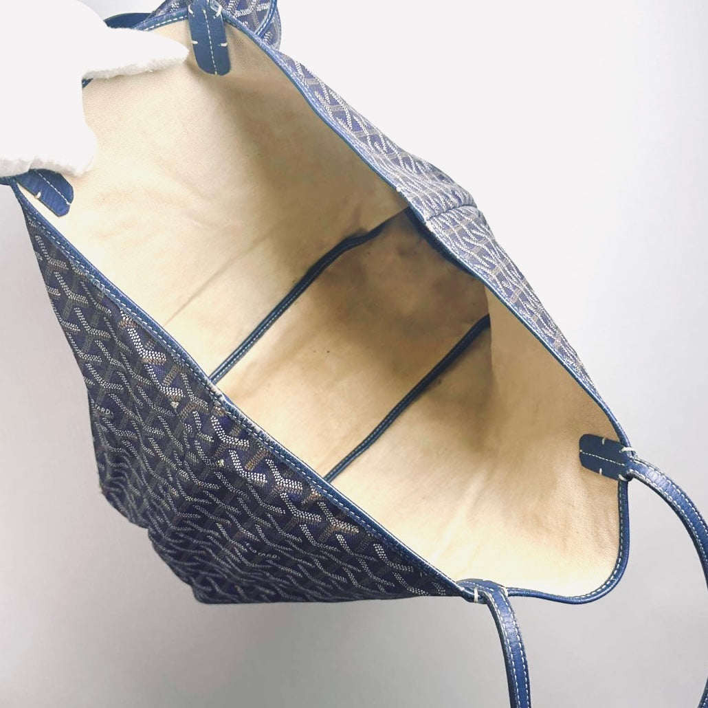 Goyard Navy Blue Saint Louis PM Monogram Shopper Shoulder Tote Bag With Pouch