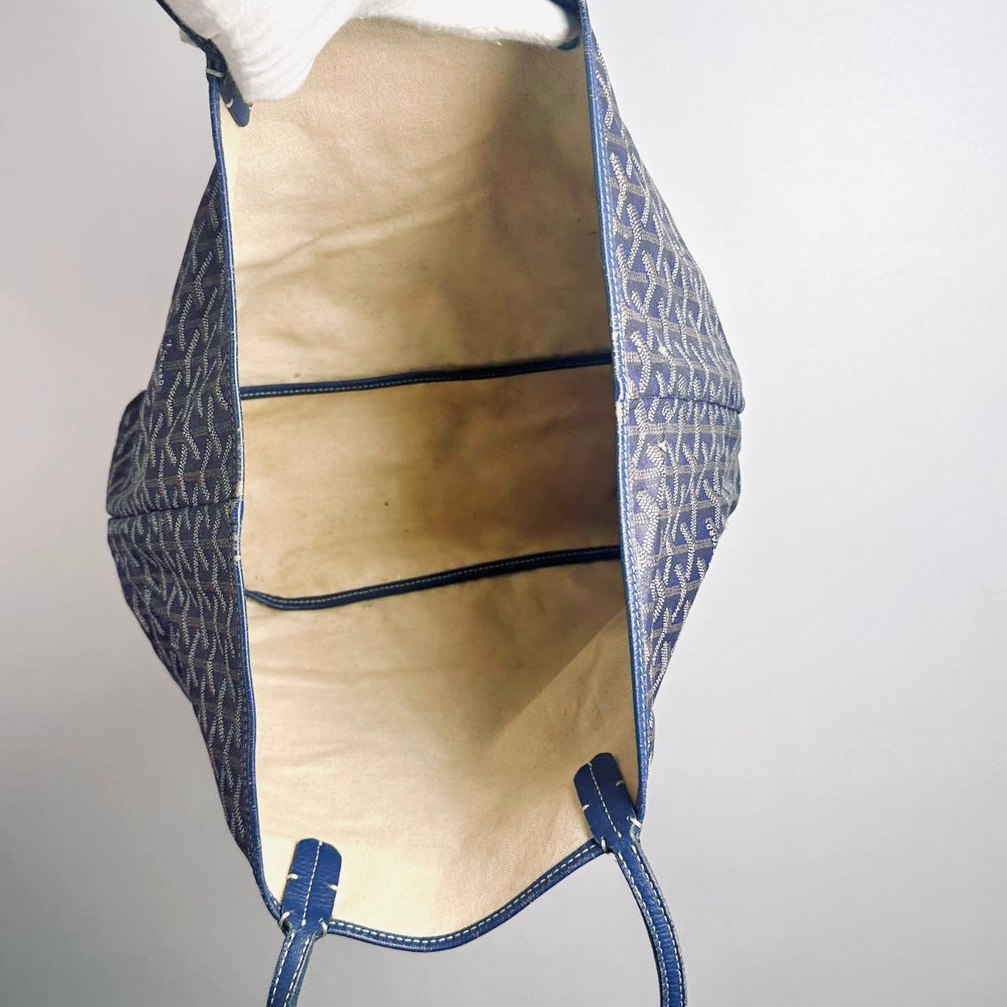 Goyard Navy Blue Saint Louis PM Monogram Shopper Shoulder Tote Bag With Pouch