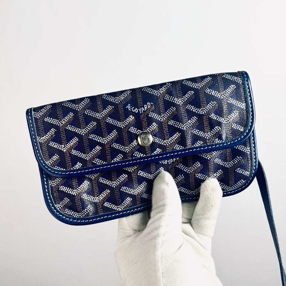 Goyard Navy Blue Saint Louis PM Monogram Shopper Shoulder Tote Bag With Pouch