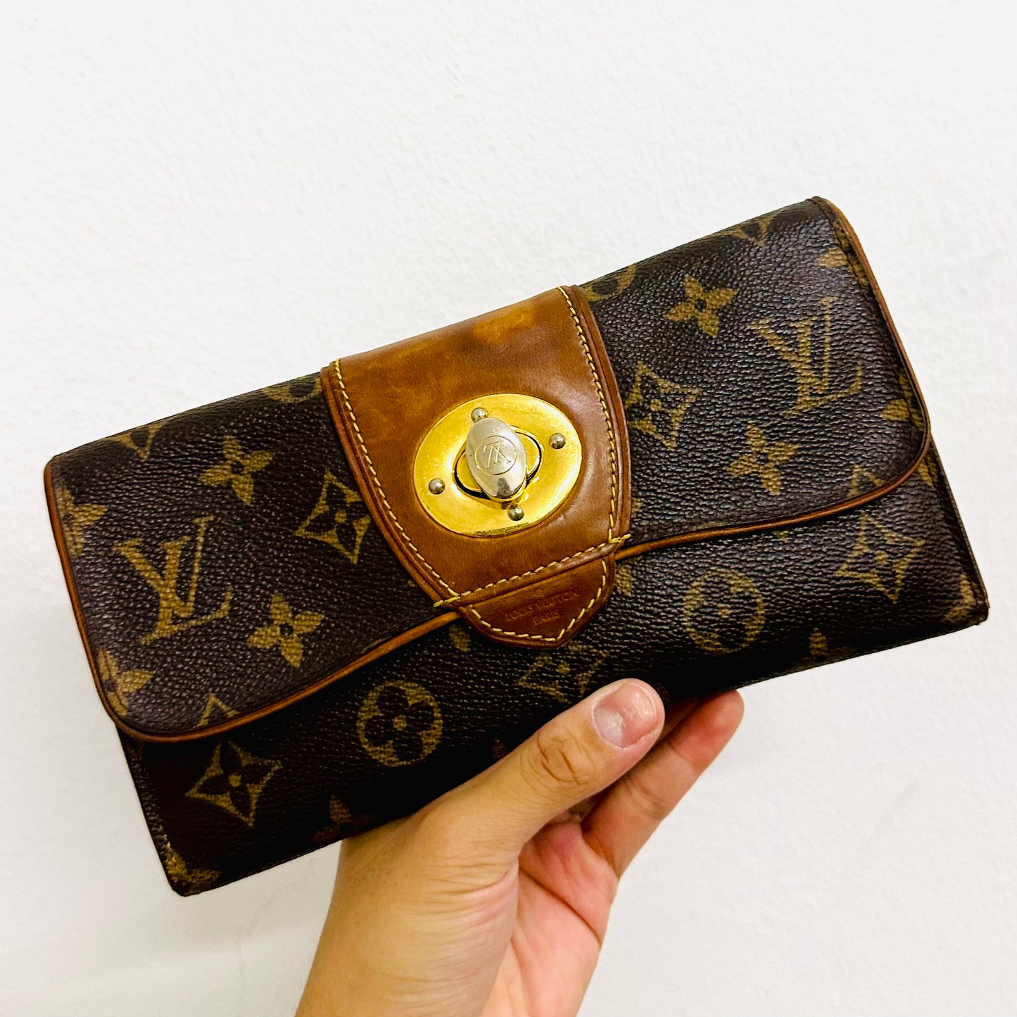 Louis Vuitton LV Boetie Classic Monogram GHW Logo Flap Long Wallet