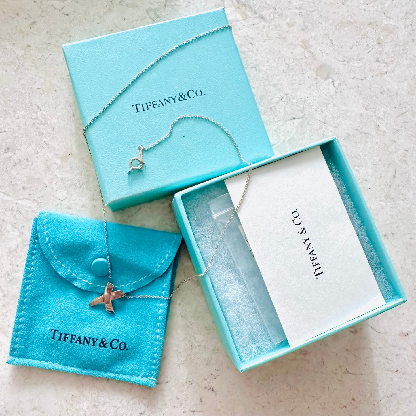 Tiffany & Co T&C Paloma Picasso Cross Pendant Classic 925 Sterling Silver Chain Necklace