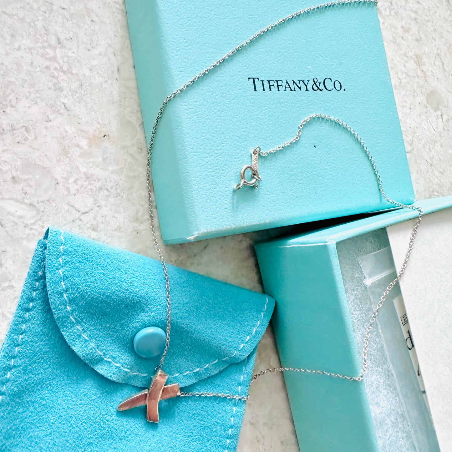 Tiffany & Co T&C Paloma Picasso Cross Pendant Classic 925 Sterling Silver Chain Necklace