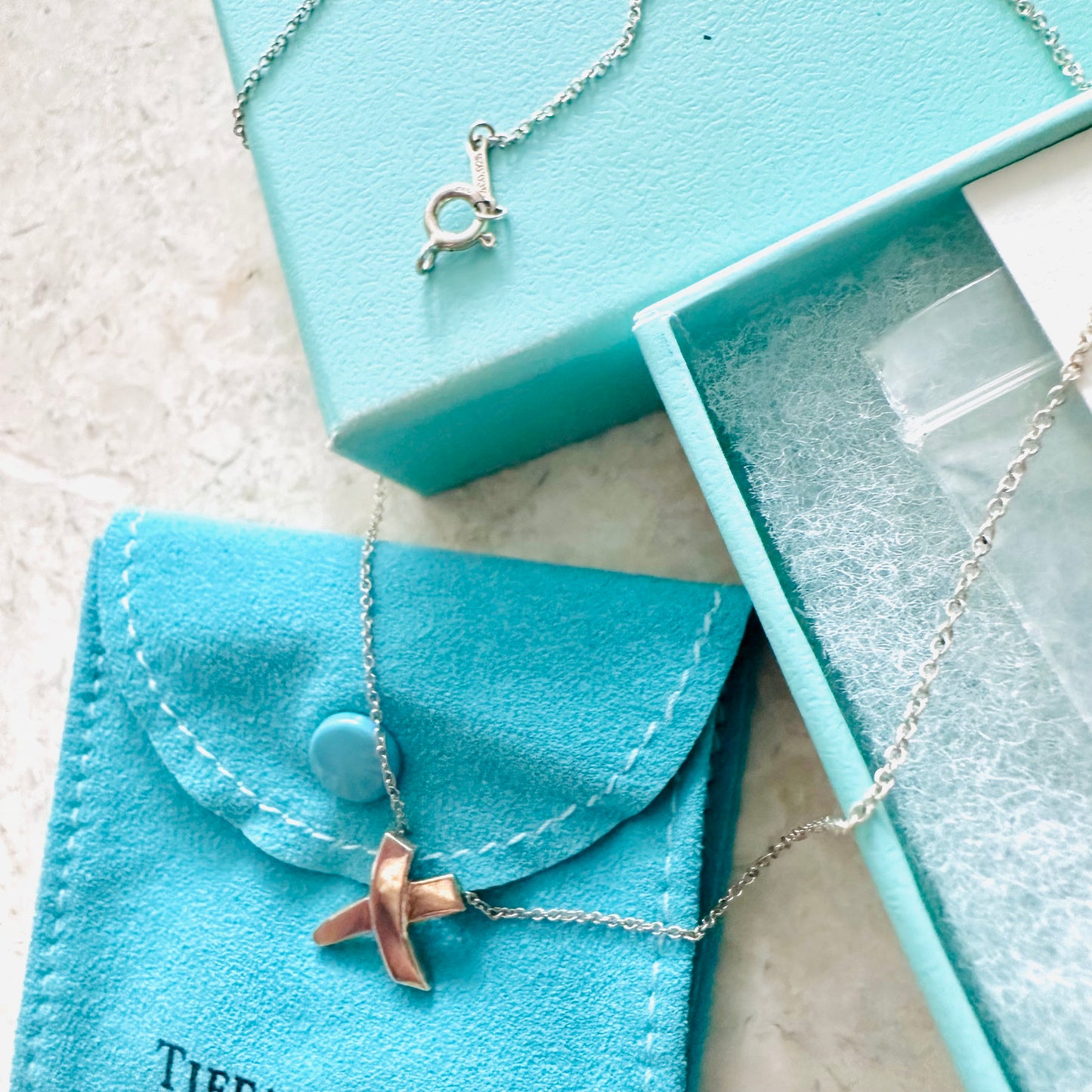 Tiffany & Co T&C Paloma Picasso Cross Pendant Classic 925 Sterling Silver Chain Necklace