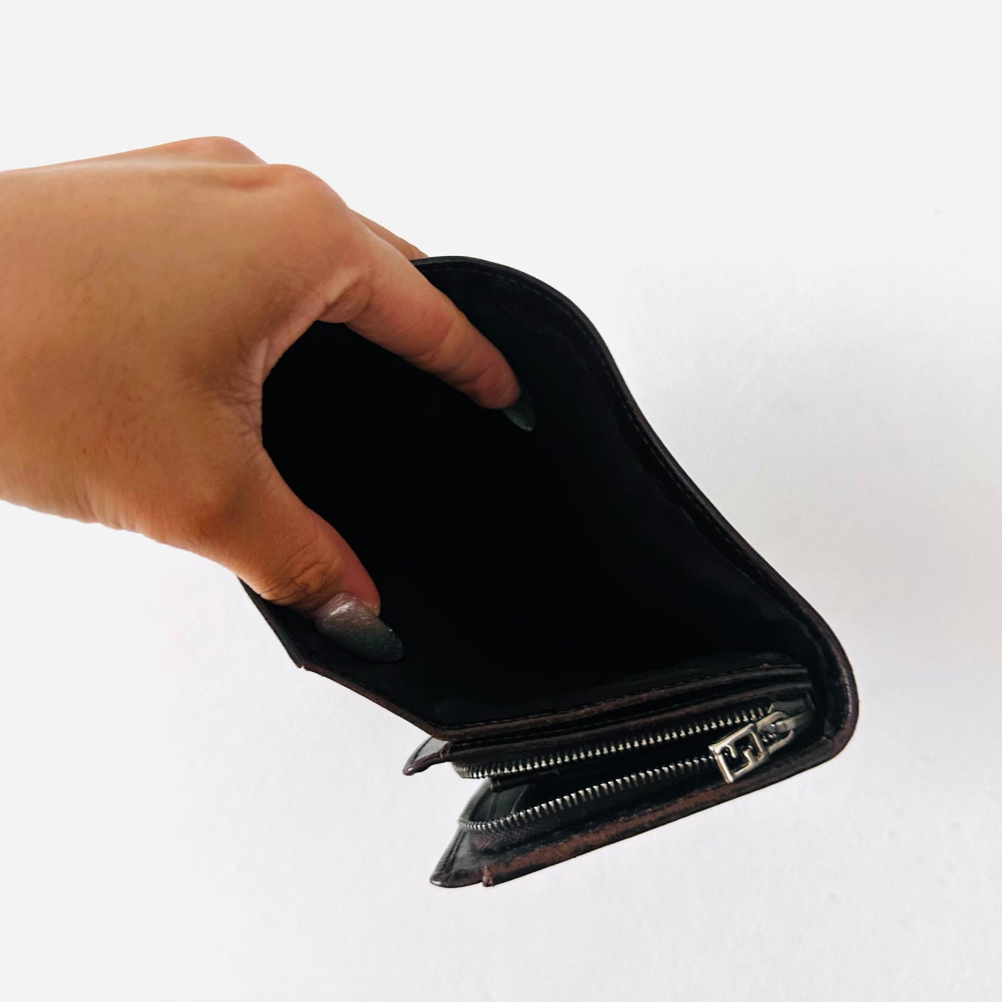 Fendi Dark Brown Zucca FF Monogram Logo Flap Compact Wallet