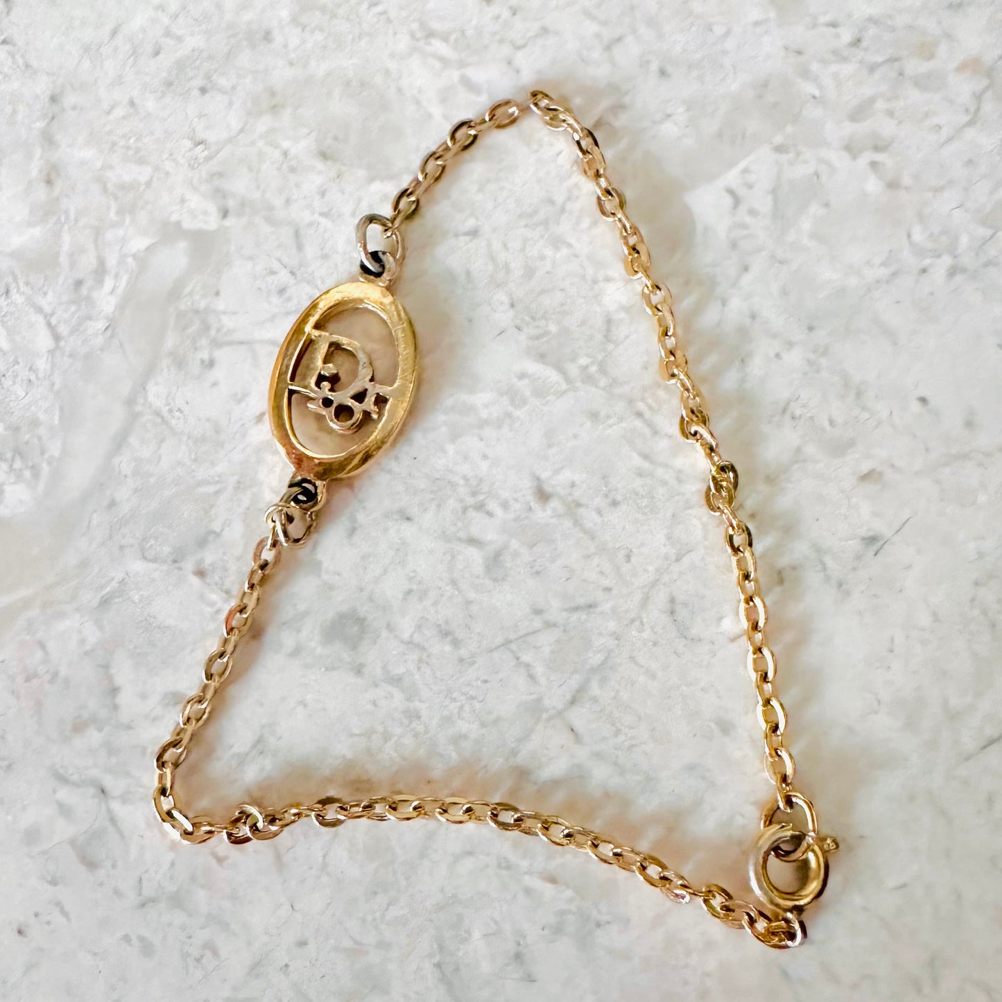 Christian Dior Gold Monogram Logo Bracelet
