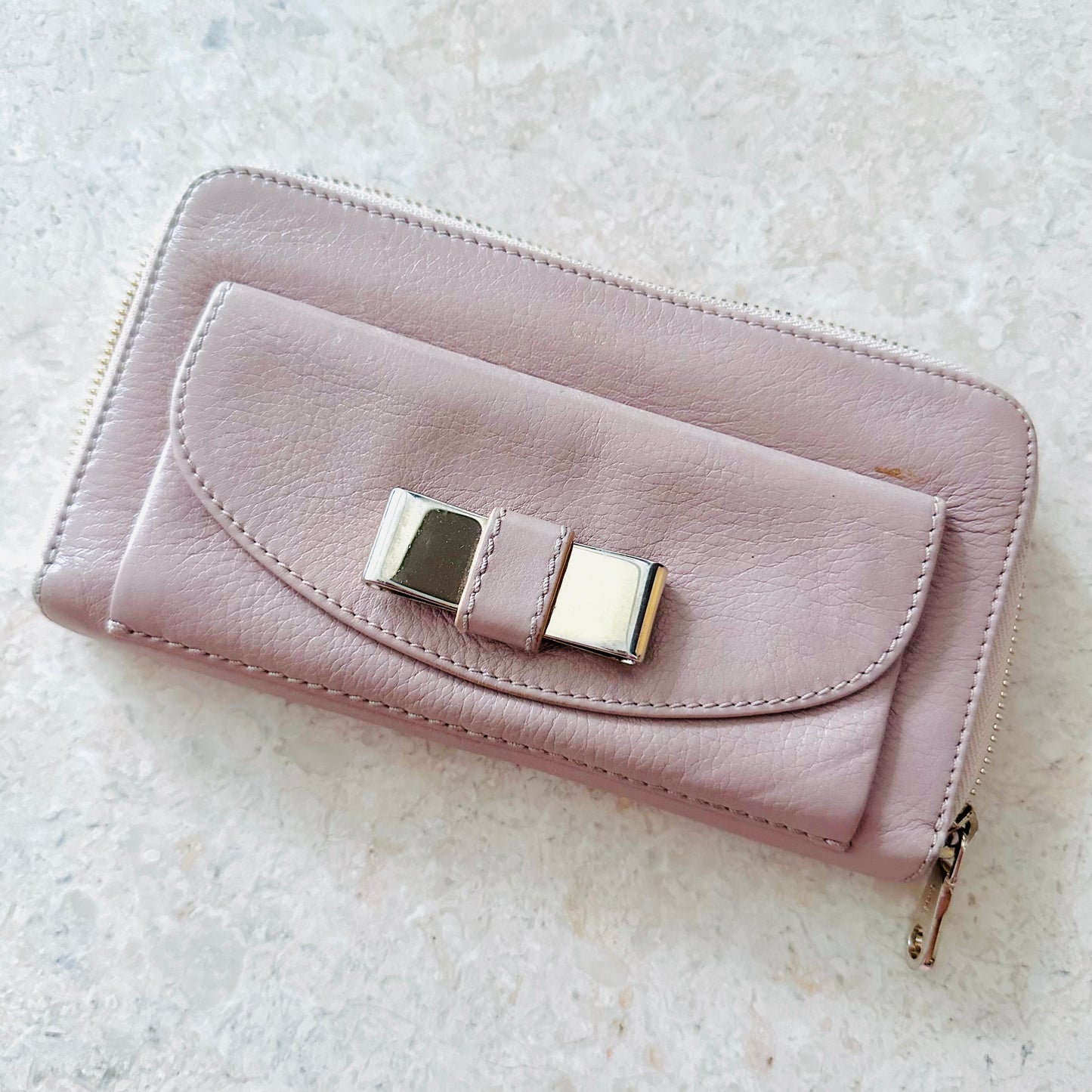 Chloe Pink GHW Leather Zippy Zip Around Long Wallet