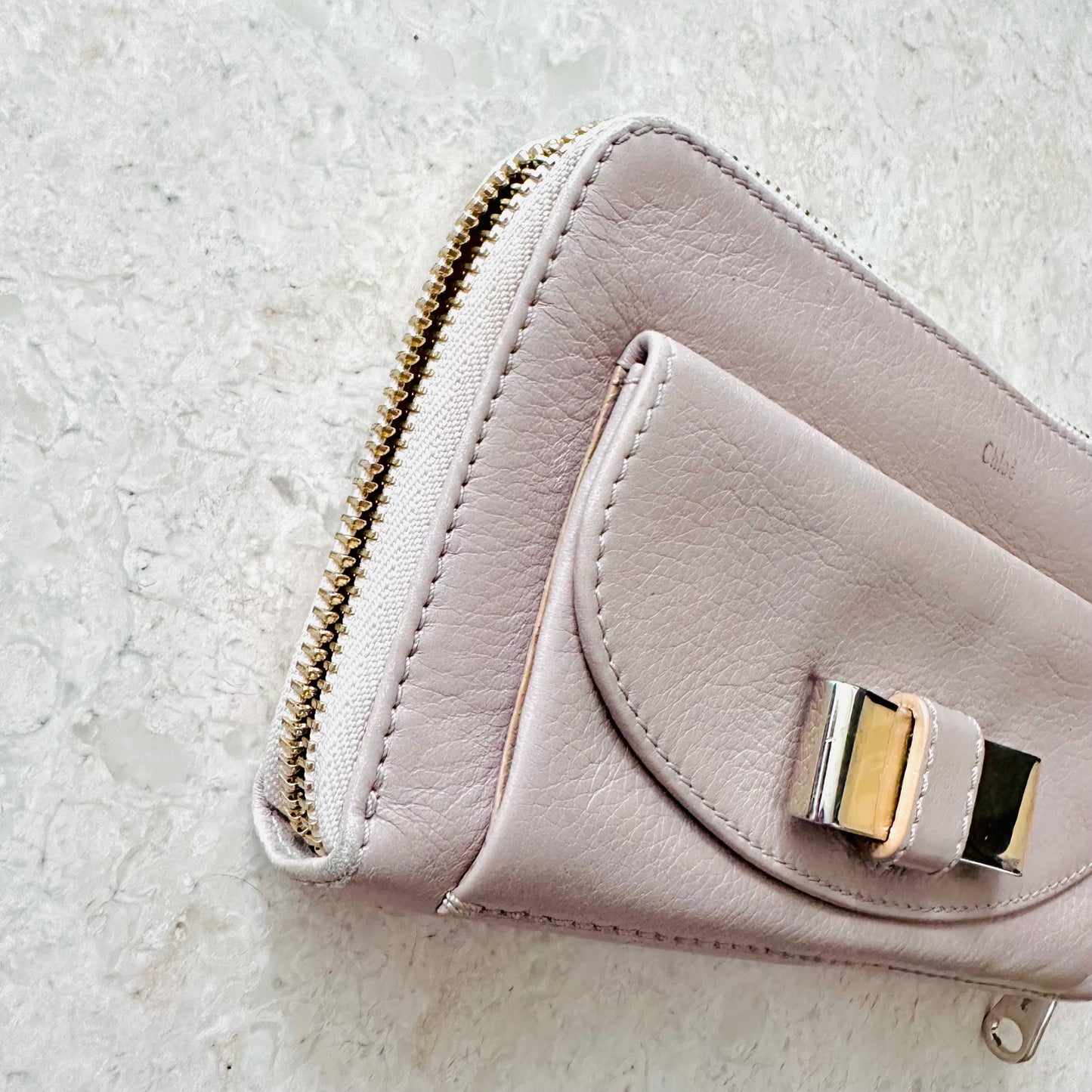 Chloe Pink GHW Leather Zippy Zip Around Long Wallet