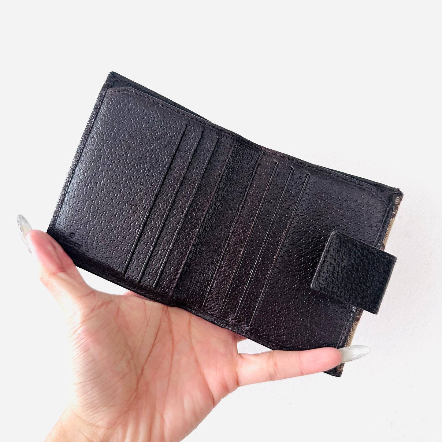 Gucci Beige GG Monogram Logo Compact Bifold Wallet