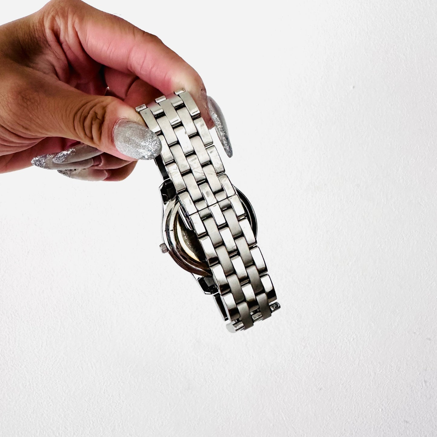 Gucci Black Round Dial Monogram Logo Stainless Steel 35MM Quartz Watch