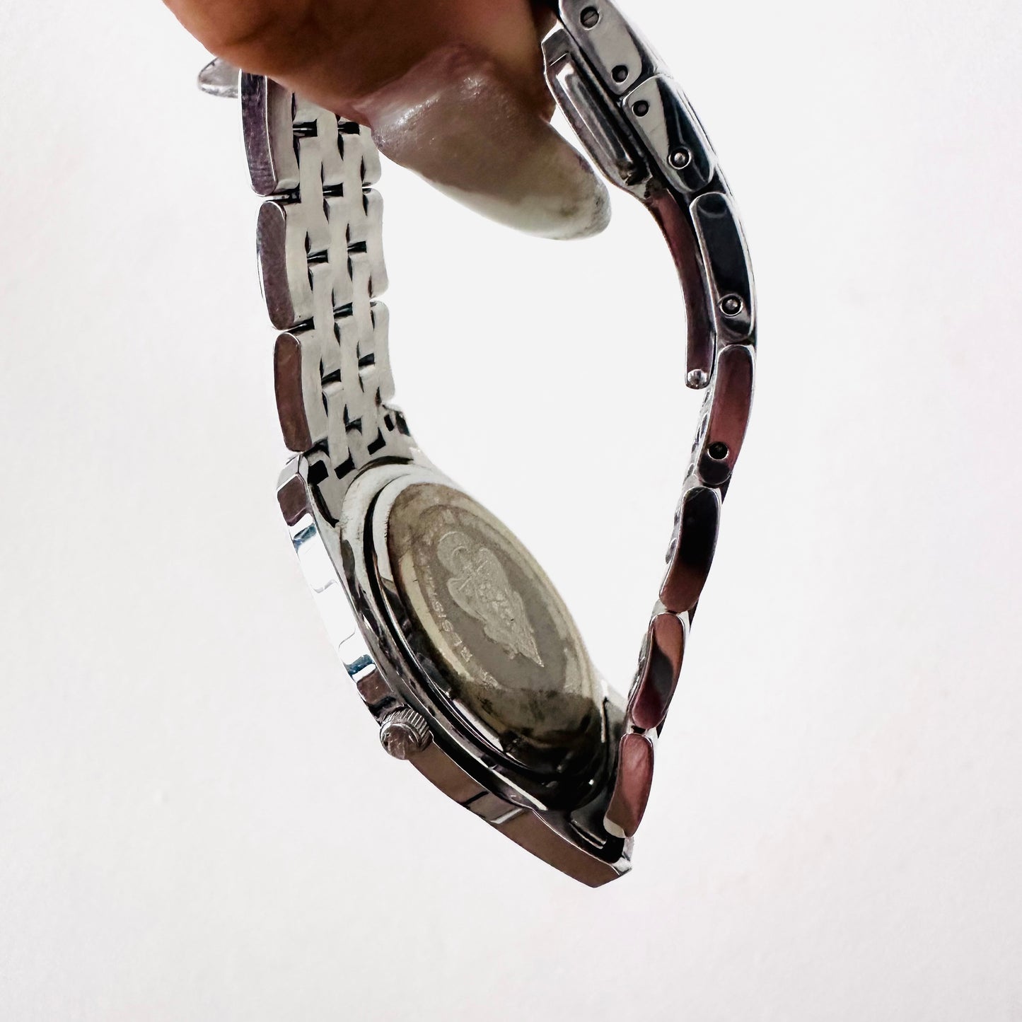 Gucci Black Round Dial Monogram Logo Stainless Steel 35MM Quartz Watch