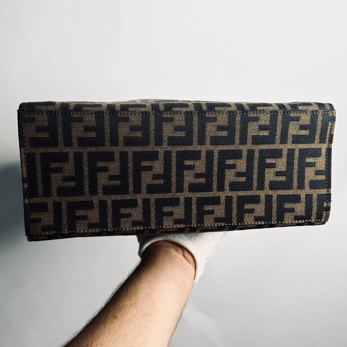 Fendi Zucca Mamma Brown Giant FF Monogram Logo Shopper Shoulder Flap Zucchino Tote Bag