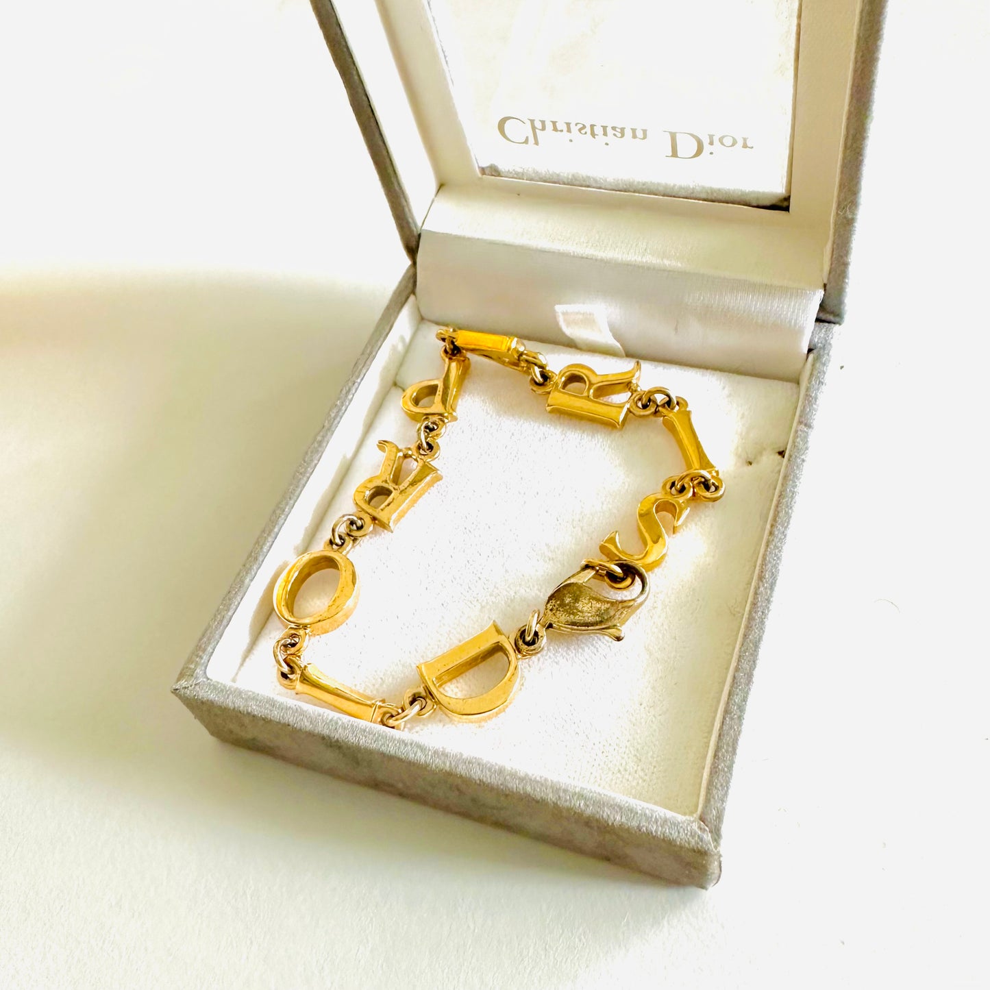 Christian Dior CD Paris Gold Chunky Classic Giant Monogram Logo Bracelet