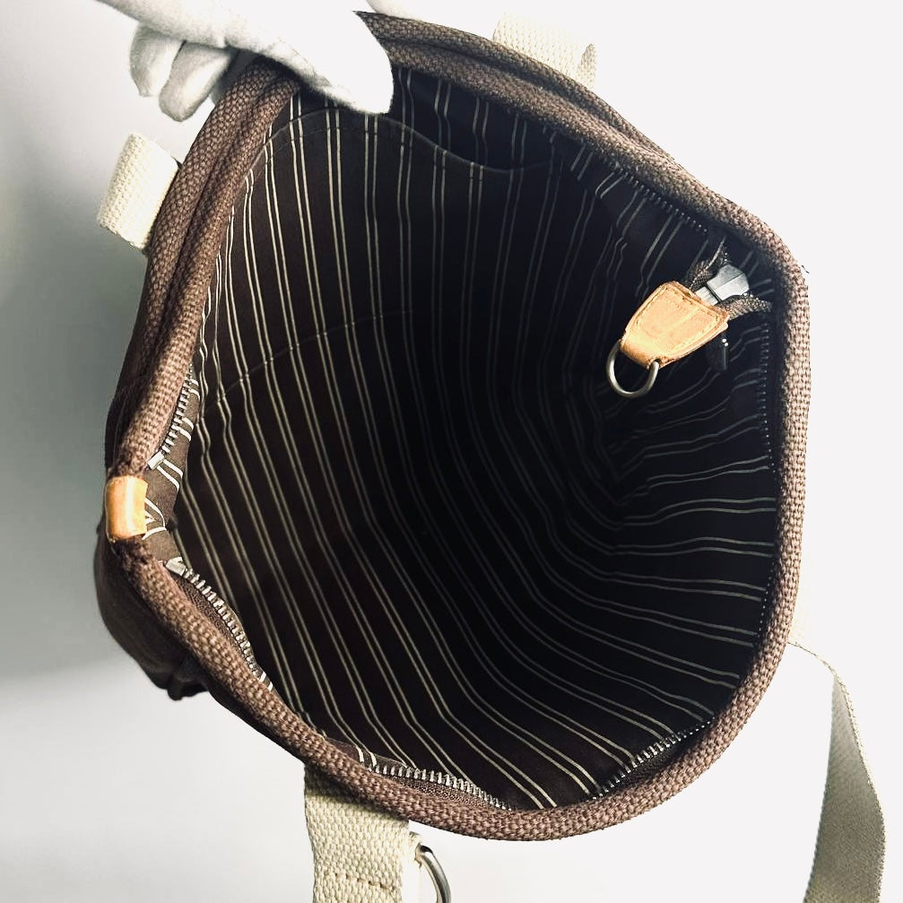 Louis Vuitton LV Antigua MM Brown Club Monogram Logo Top Handle Shoulder Shopper Tote Bag