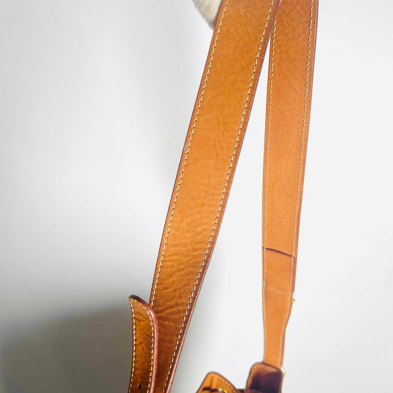 Celine Beige Triomphe Macadam Monogram Logo Vintage Drawstring Bucket Shoulder Sling Bag