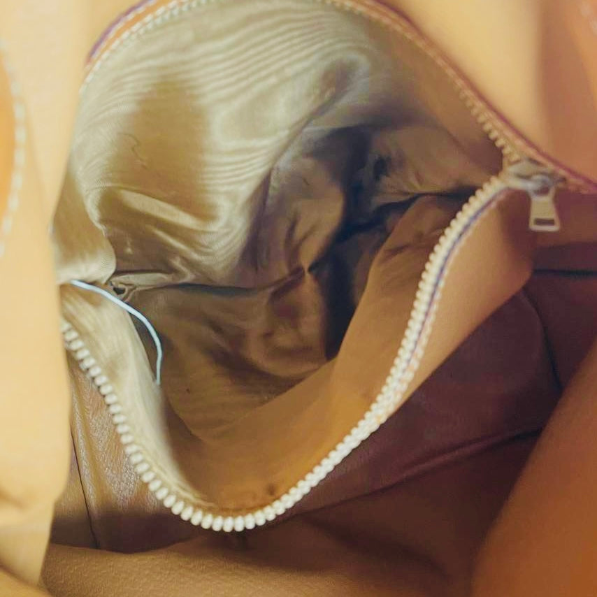 Celine Beige Triomphe Macadam Monogram Logo Vintage Drawstring Bucket Shoulder Sling Bag