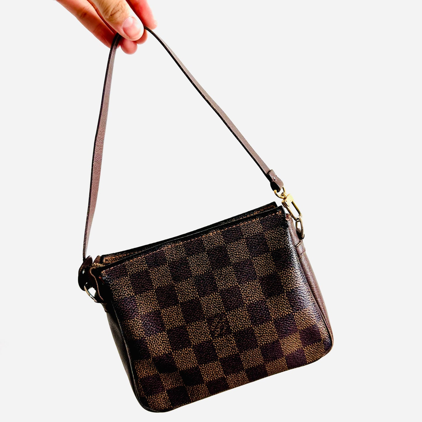 Louis Vuitton LV Damier Ebene DE Trousse Monogram Logo GHW Pochette Accessories Accessoires Shoulder Bag