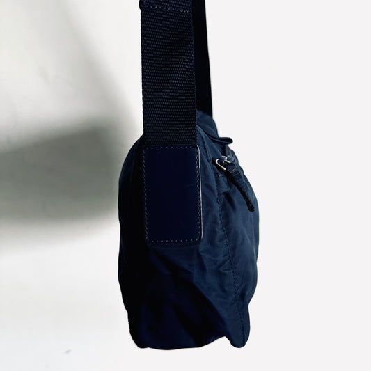 Prada Navy Blue Tessuto Logo Classic Nylon & Leather Shoulder Sling Bag