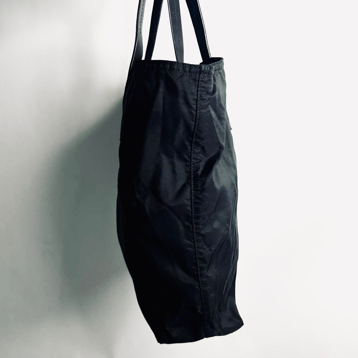 Prada Black Classic Tessuto Monogram Logo Nylon Shoulder Shopper Boston Tote Bag