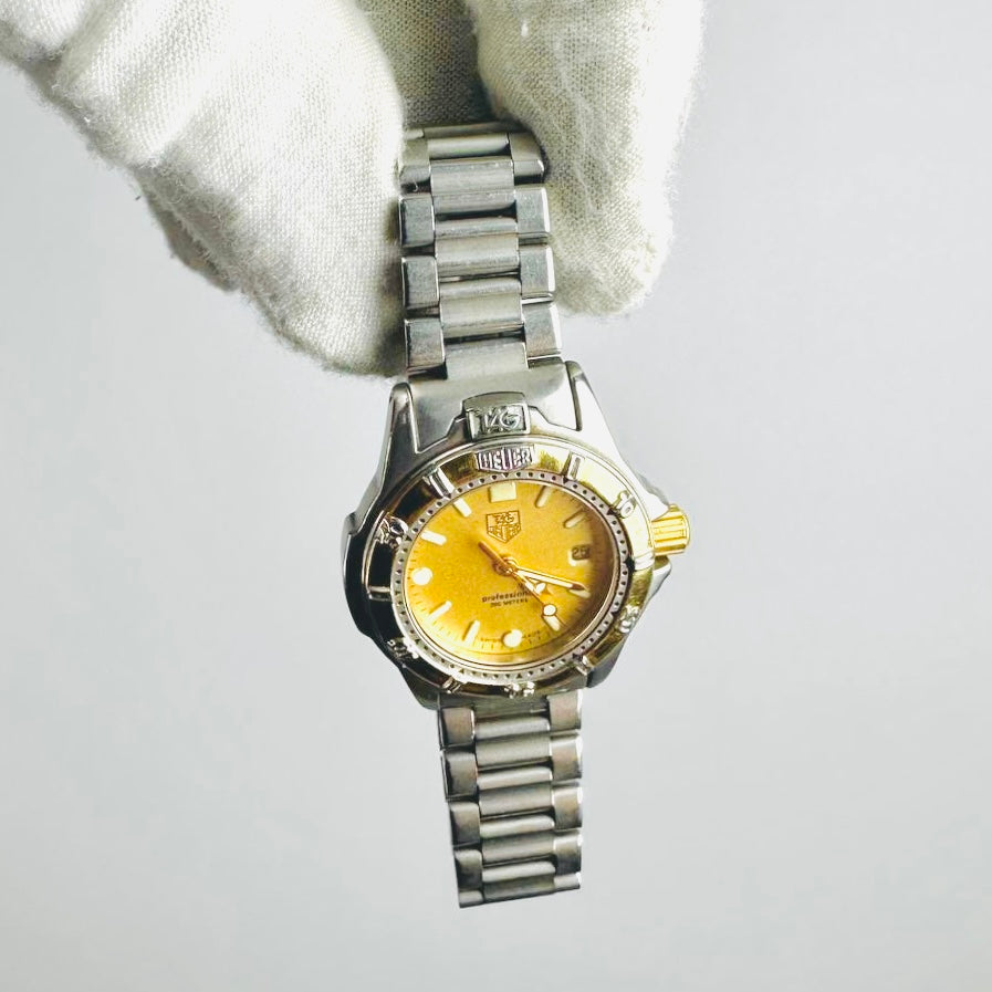 Tag Heuer Professional 995.408 Gold Dial Stainless Steel Quartz 28MM Watch