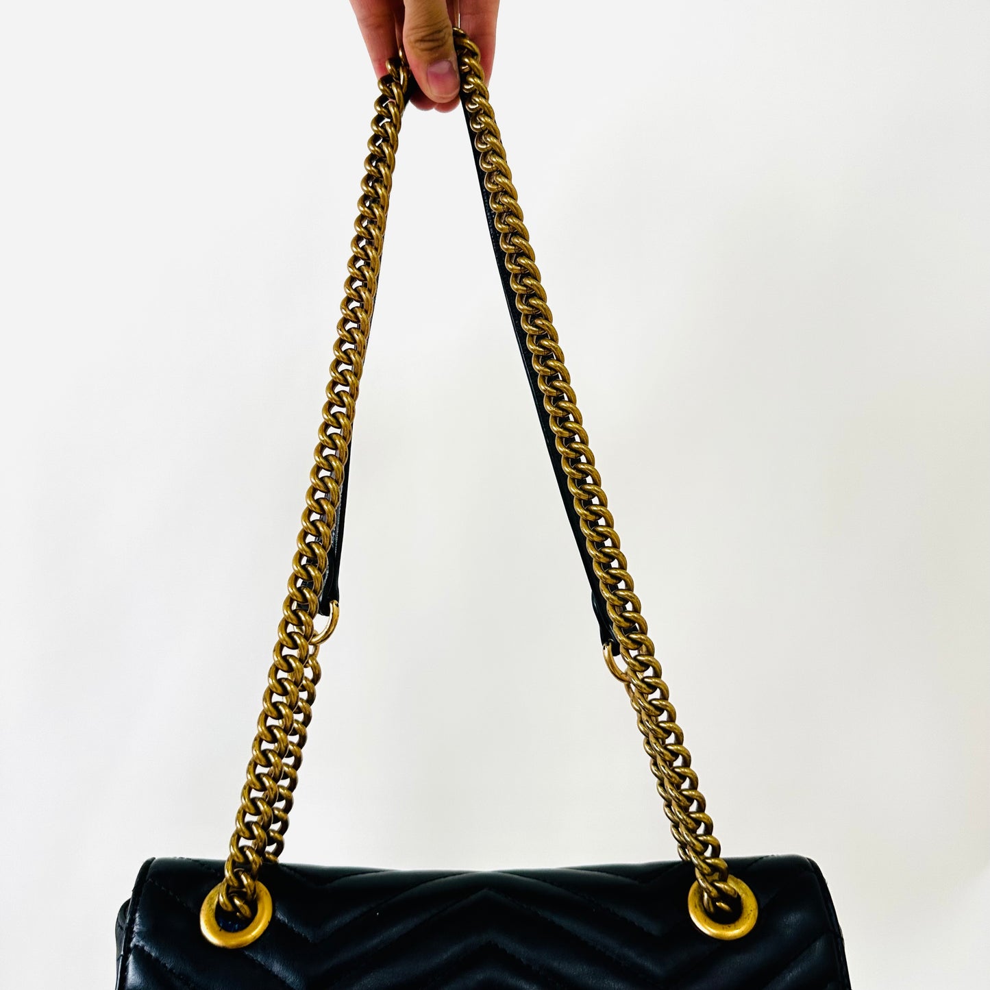 Gucci Marmont GG Monogram Logo Black GHW Leather Small Flap Shoulder Sling Bag