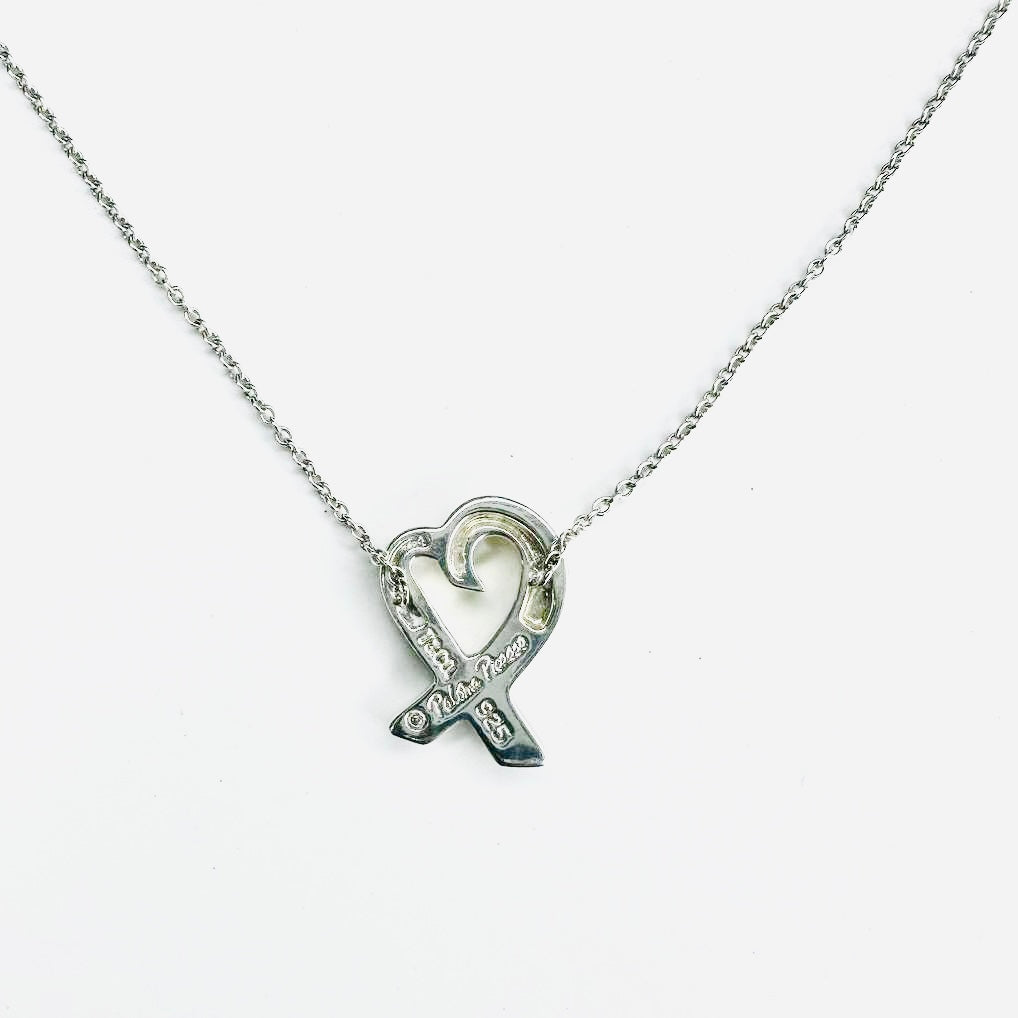 Tiffany & Co T&C Paloma Picasso Loving Heart Pendant Classic 925 Sterling Silver Chain Necklace
