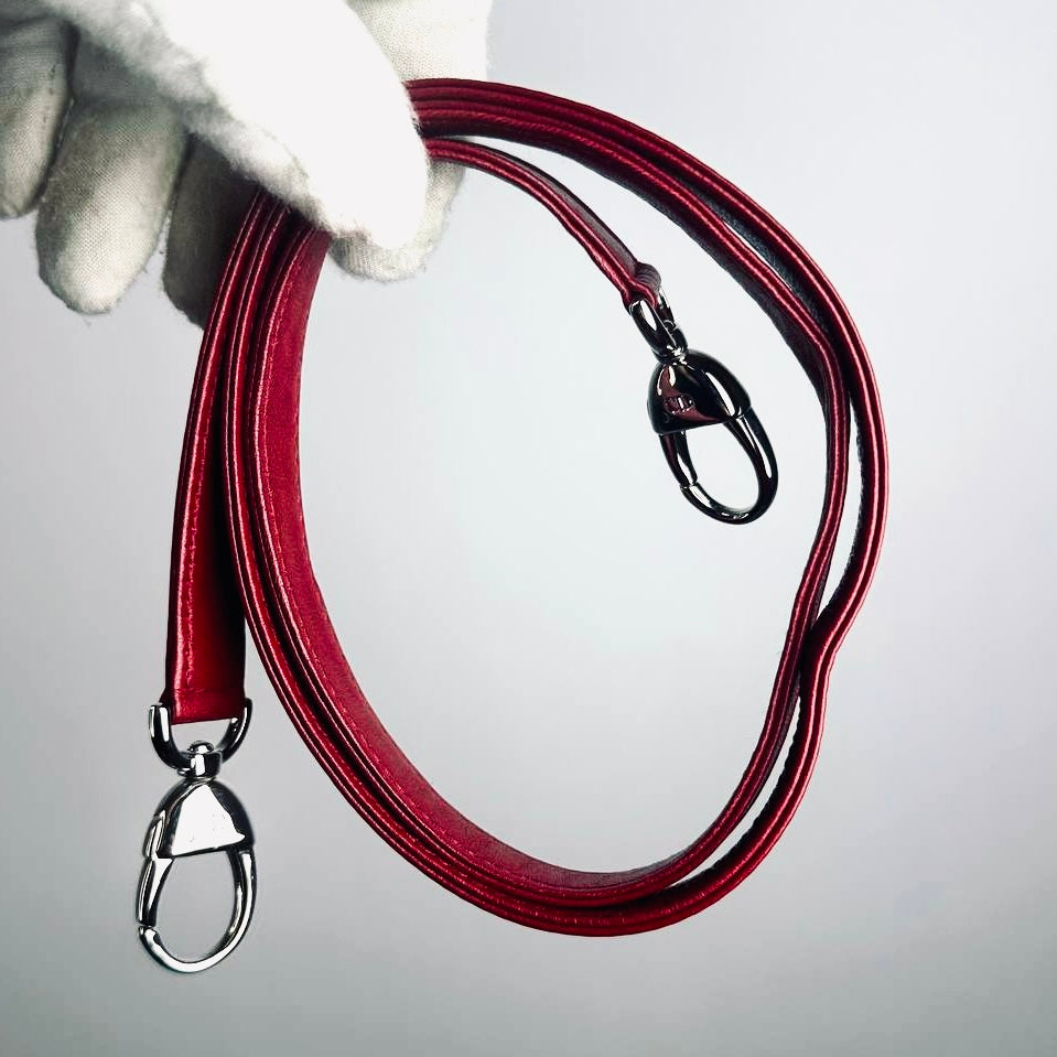 Christian Dior CD Cherry Red Large Lady Dior Cannage Quilted Lambskin Monogram Logo 2-Way Top Handle Shoulder Sling Bag