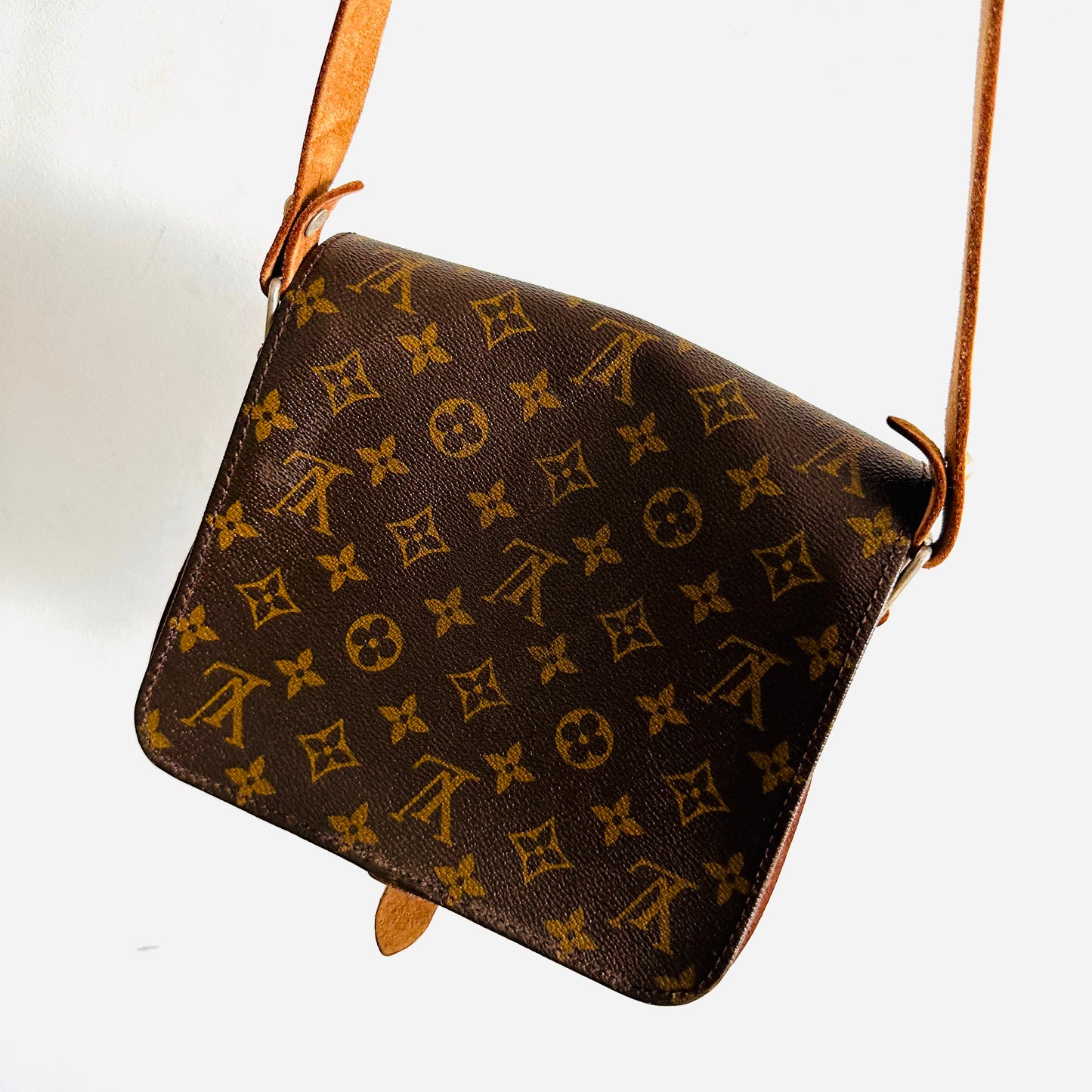 Louis Vuitton LV Cartouchiere Monogram Logo GHW Vintage Flap Shoulder Sling Bag