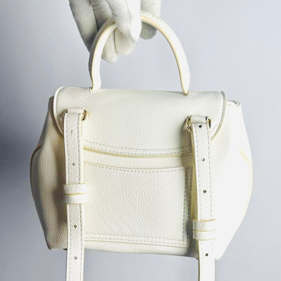 Polene Numéro Numero Un Nano White GHW Leather Top Handle 2-Way Shoulder Sling Bag