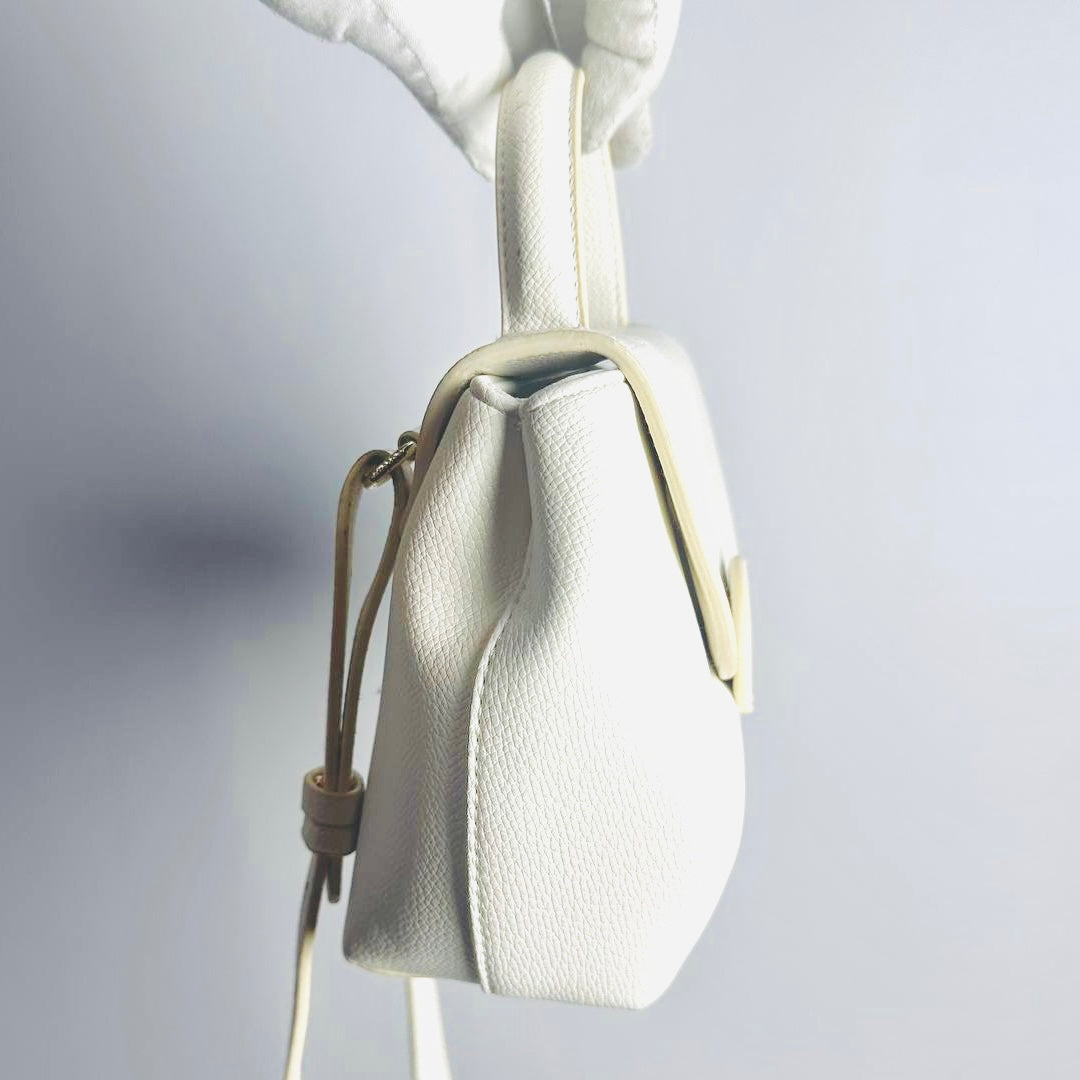 Polene Numéro Numero Un Nano White GHW Leather Top Handle 2-Way Shoulder Sling Bag