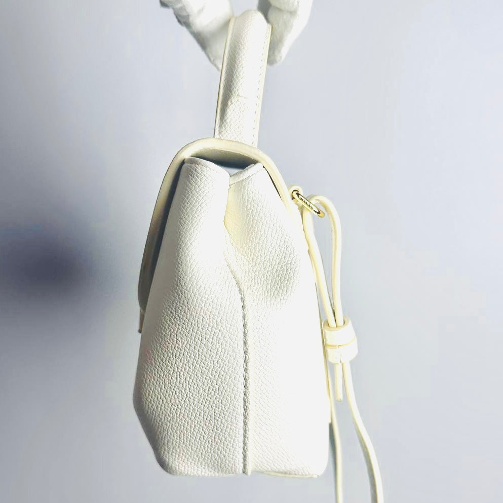 Polene Numéro Numero Un Nano White GHW Leather Top Handle 2-Way Shoulder Sling Bag