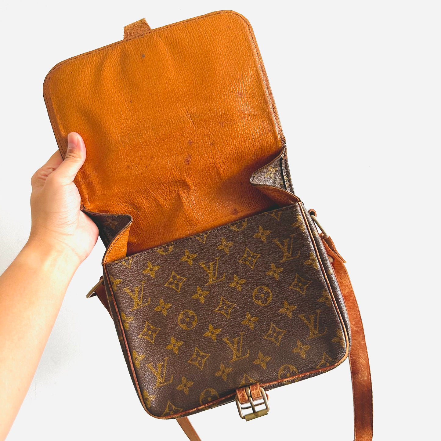 Louis Vuitton LV Cartouchiere Monogram Logo GHW Vintage Flap Shoulder Sling Bag