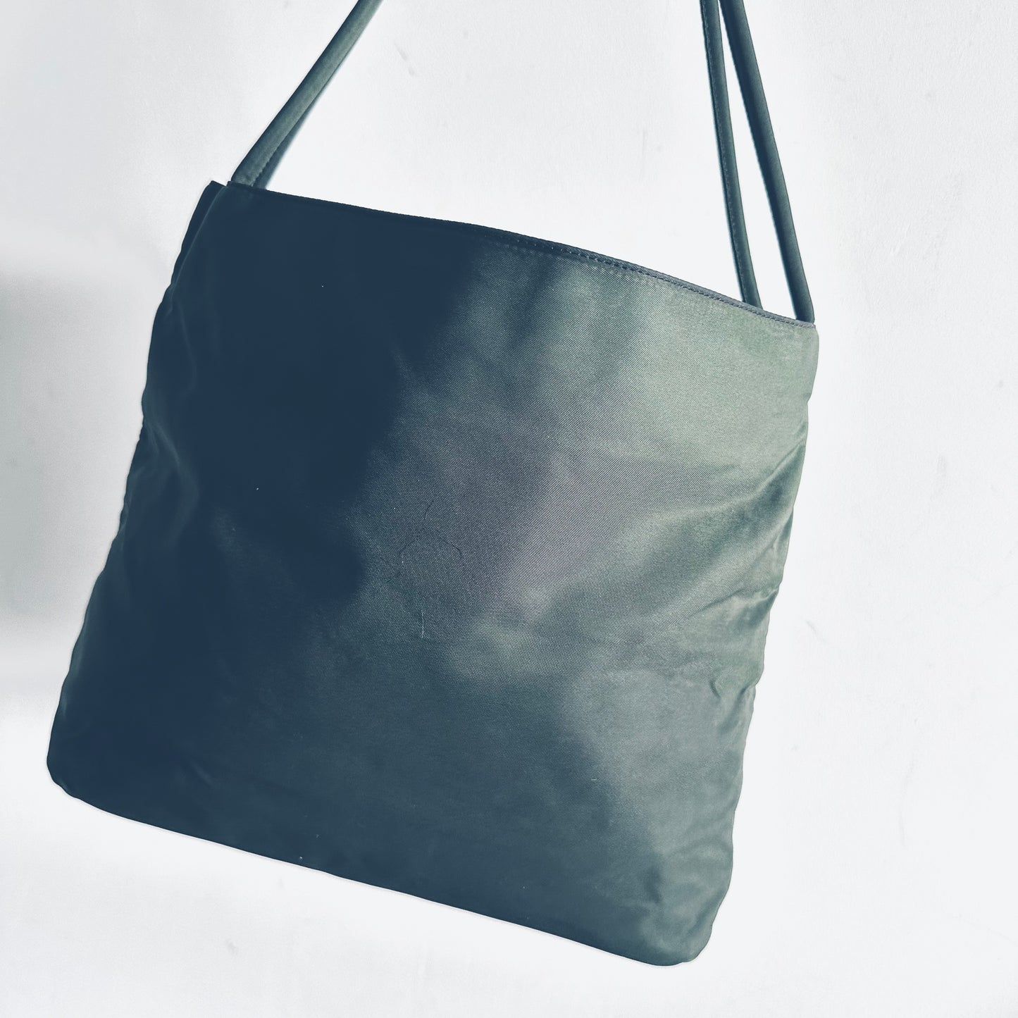 Prada Dark Khaki Green Tessuto Classic Logo Nylon Shopper Shoulder Tote Bag