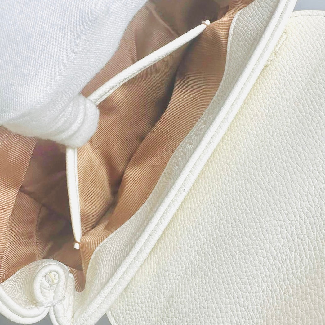 Polene Numéro Numero Un Nano White GHW Leather Top Handle 2-Way Shoulder Sling Bag