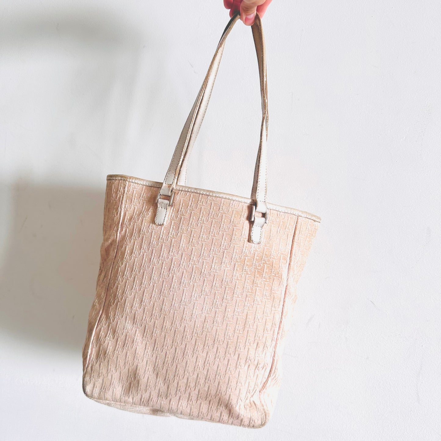 Christian Dior CD Pink Oblique Monogram Logo Shoulder Shopper Tote Bag
