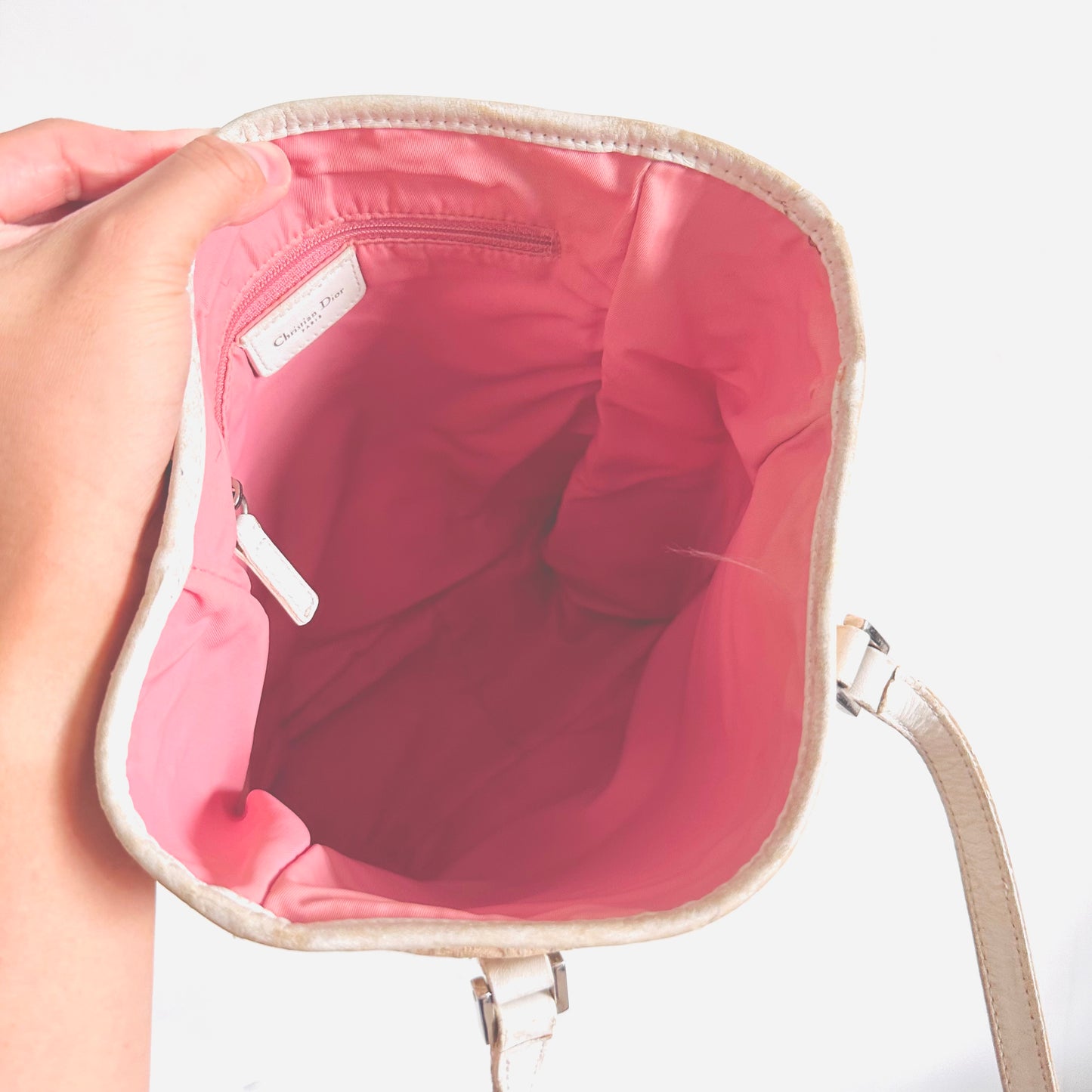 Christian Dior CD Pink Oblique Monogram Logo Shoulder Shopper Tote Bag