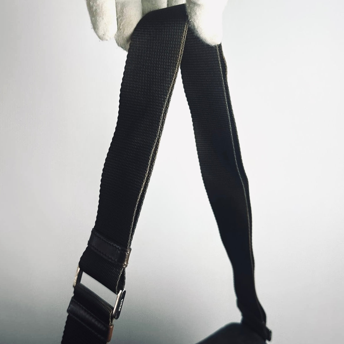 Prada Black Tessuto Monogram Logo Flap Shoulder Sling Bag