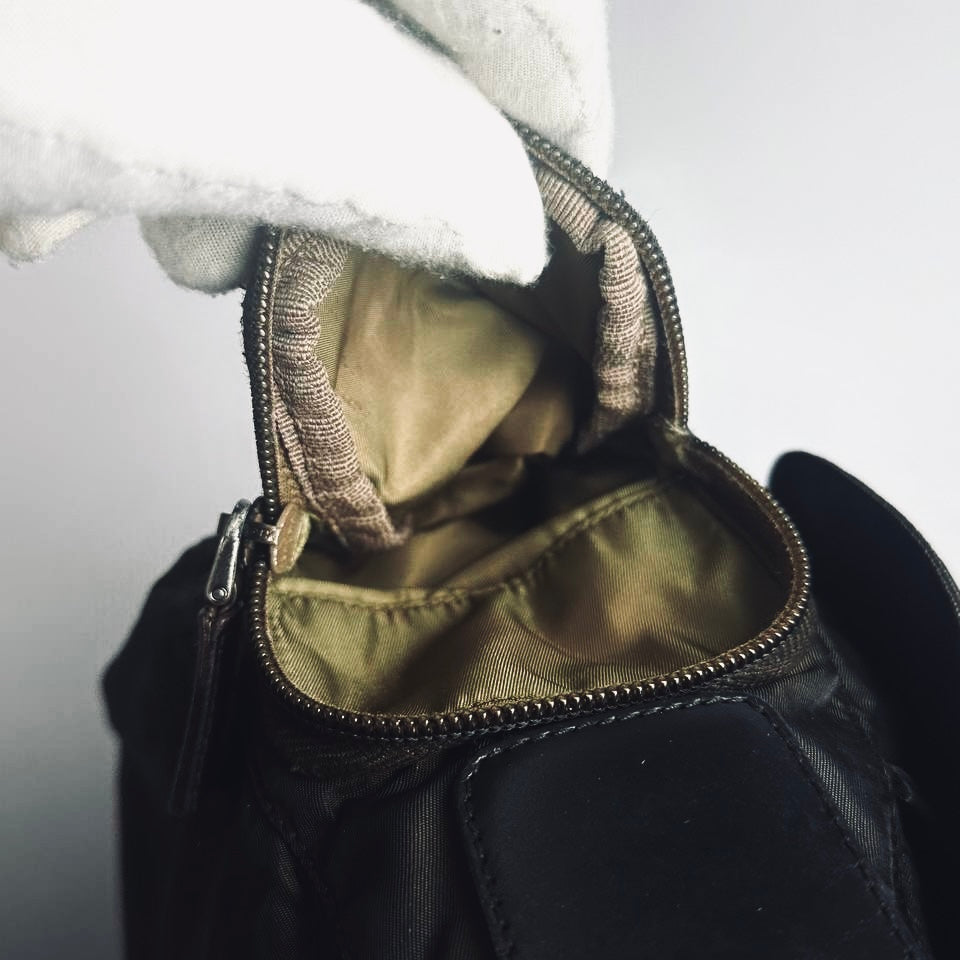 Prada Black Tessuto Monogram Logo Flap Shoulder Sling Bag