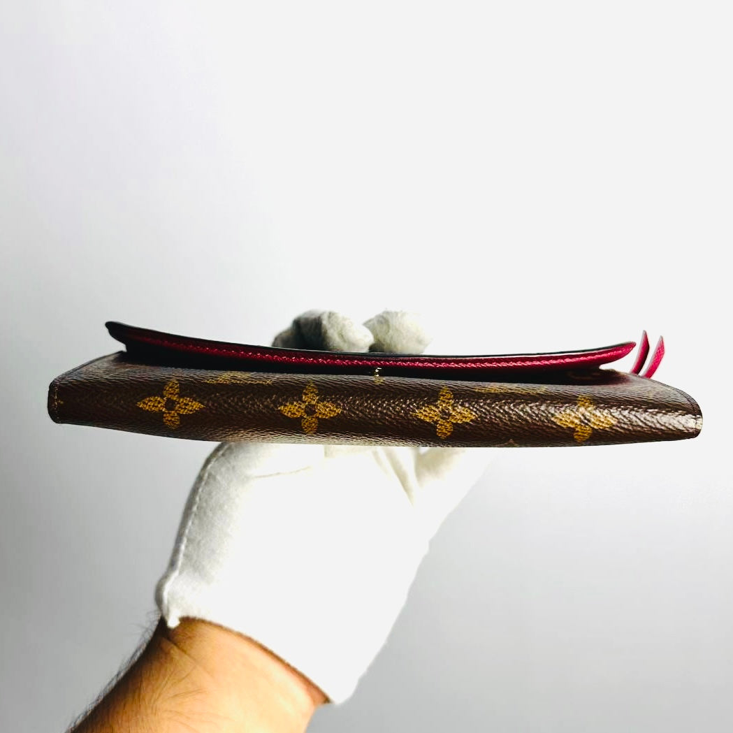 Louis Vuitton LV Emilie Monogram Logo / Pink Fuchsia GHW Flap Long Wallet