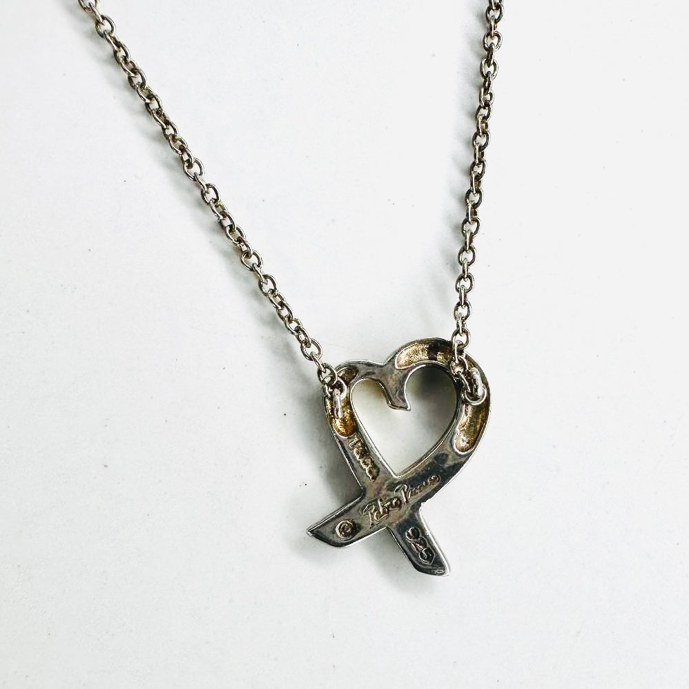 Tiffany & Co T&C Paloma Picasso Loving Heart Pendant Classic Chain 925 Sterling Silver Necklace