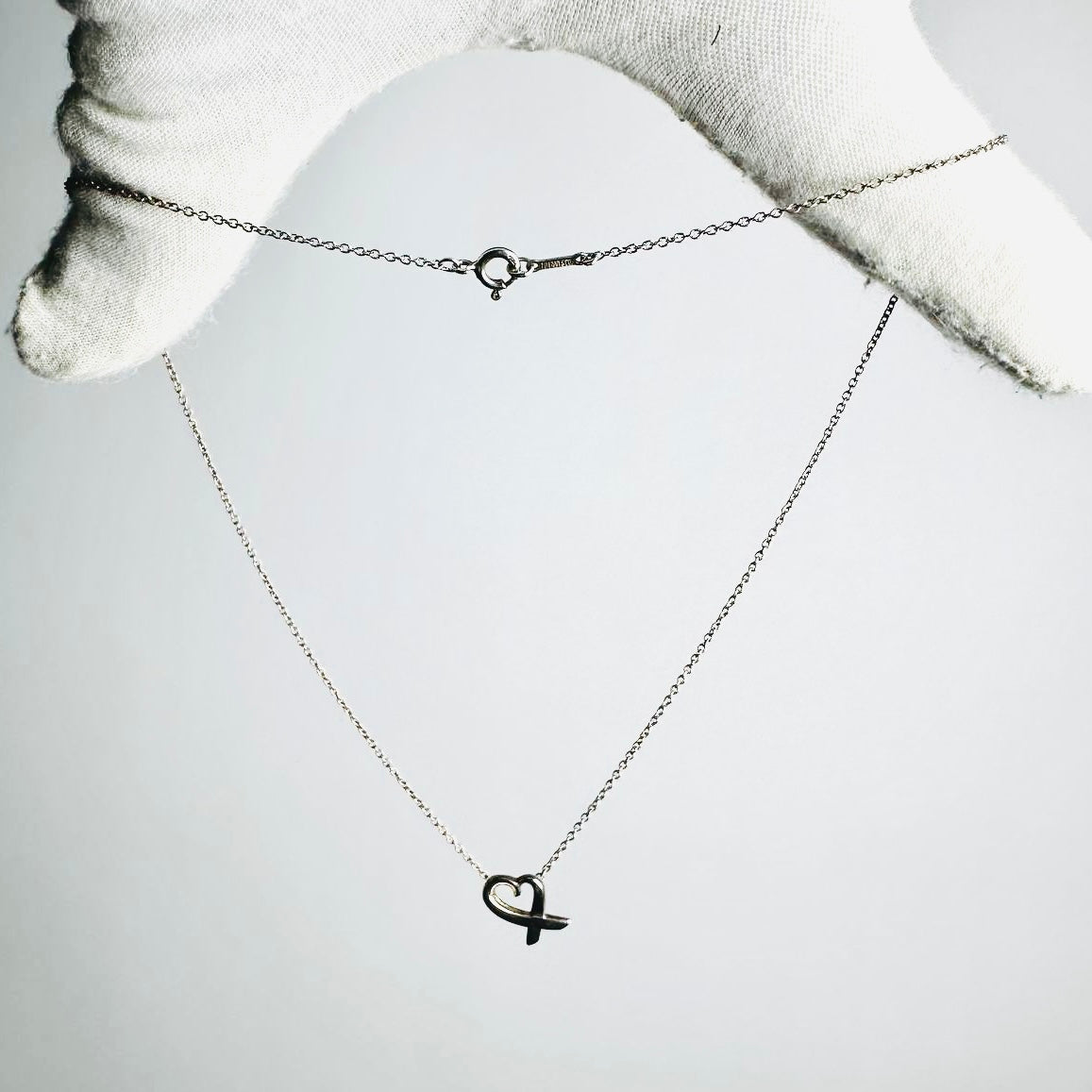Tiffany & Co T&C Paloma Picasso Loving Heart Pendant Classic Chain 925 Sterling Silver Necklace
