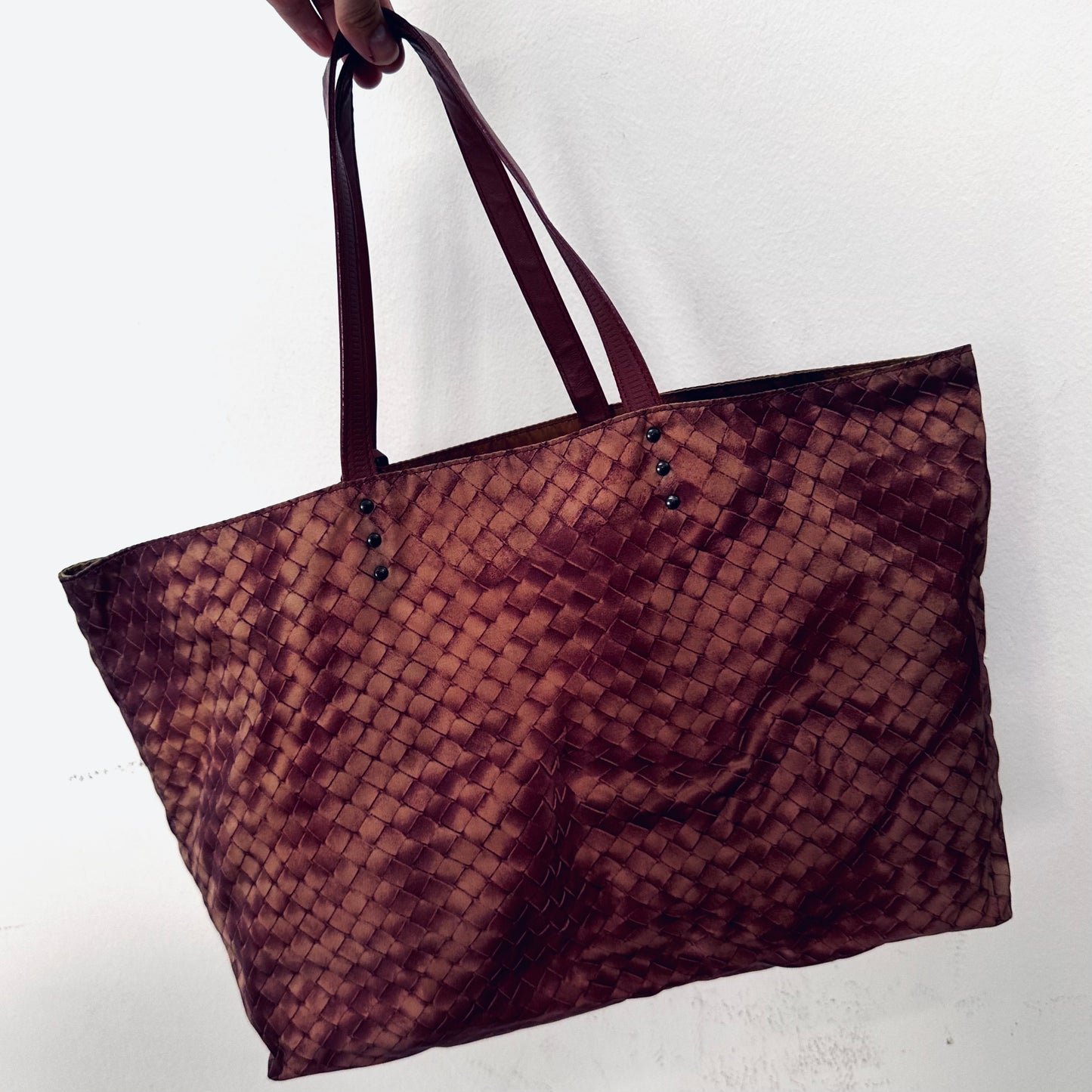 Bottega Veneta BV Pink Intrecciato Intrecciomirage Printed Woven Fabric Shopper Shoulder Tote Bag