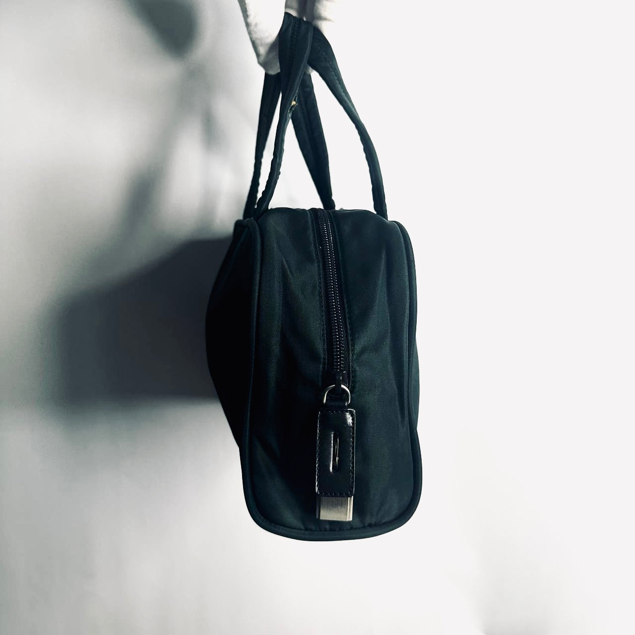 Prada Malachite Green Tessuto Sport Monogram Logo Nylon Structured Boston Bowling Shopper Tote Bag