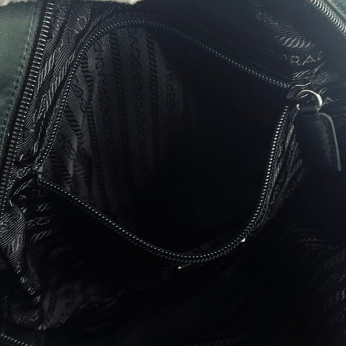 Prada Malachite Green Tessuto Sport Monogram Logo Nylon Structured Boston Bowling Shopper Tote Bag